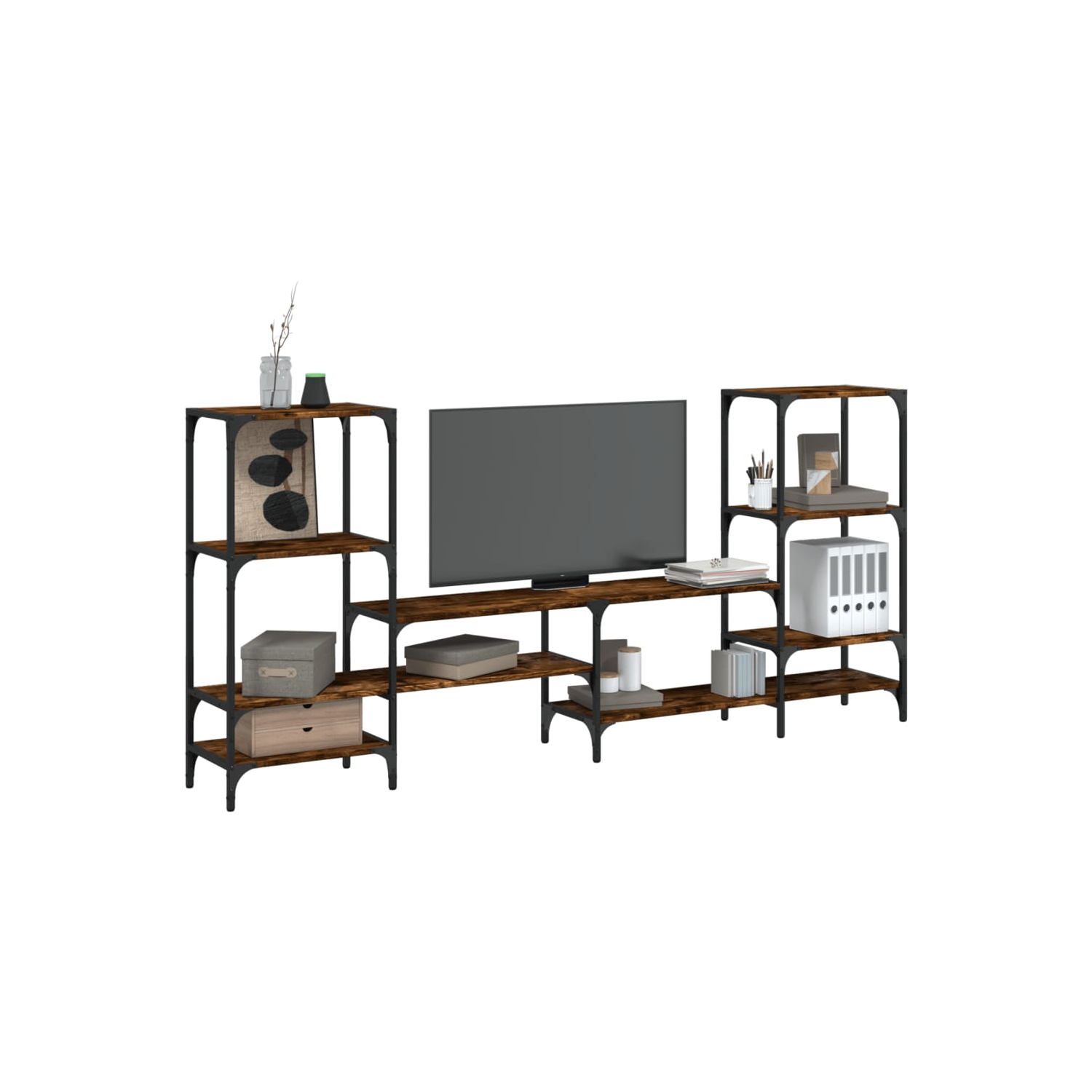 vidaXL TV Cabinet Smoked Oak 206.5x28.5x95 cm Engineered Wood