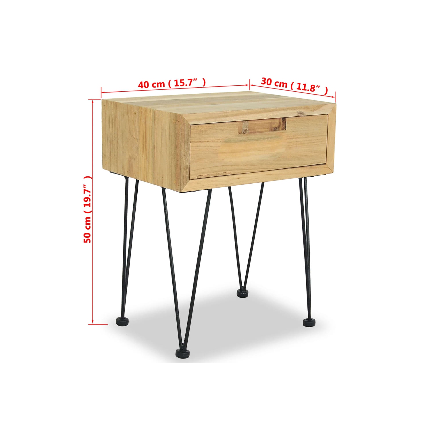 vidaXL Bedside Cabinet 40x30x50 cm Solid Teak