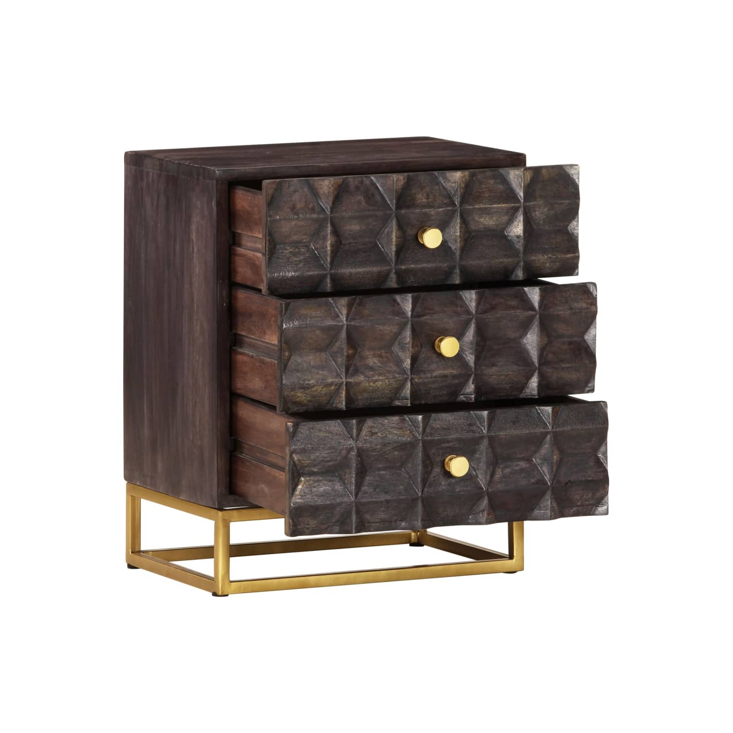 vidaXL Bed Cabinet Black 40x30x50 cm Solid Mango Wood
