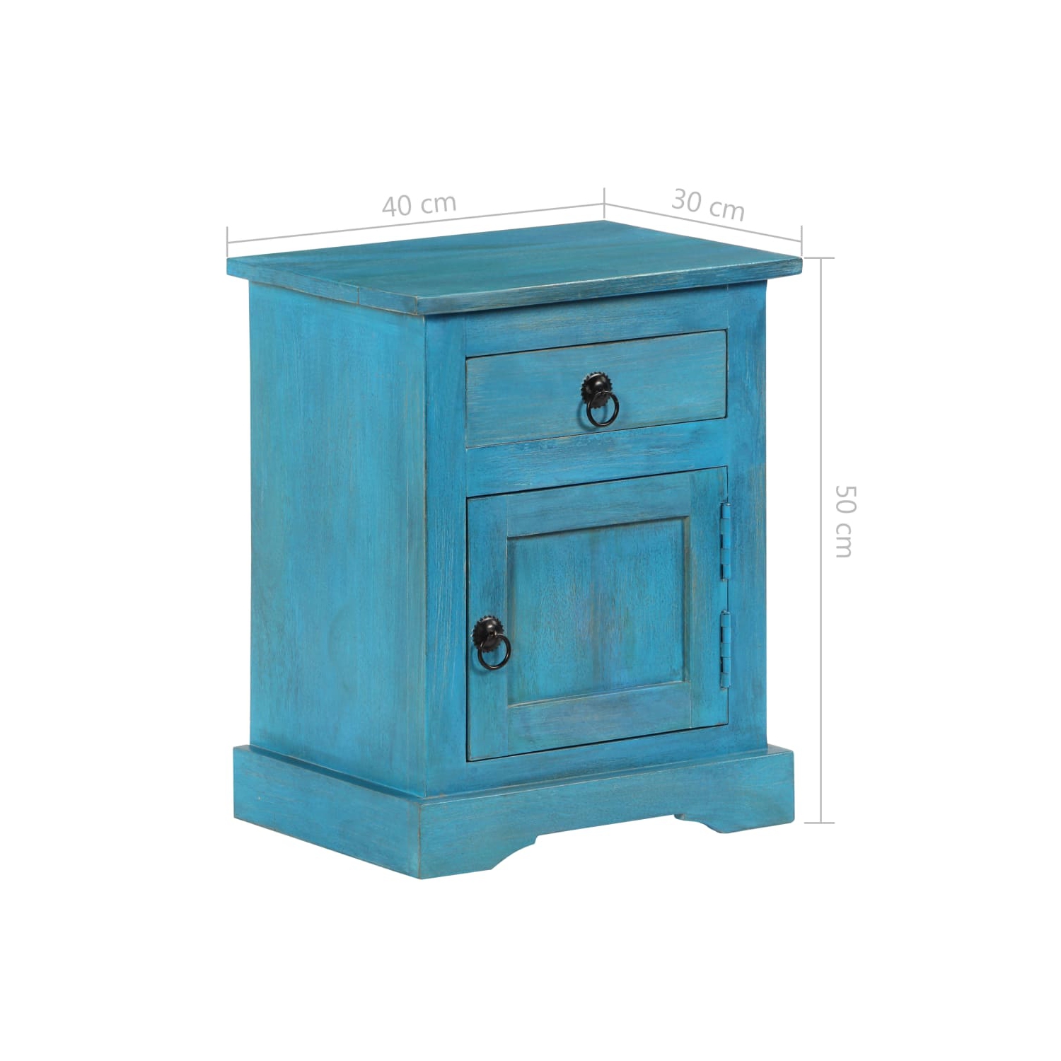 vidaXL Bedside Table Solid Mango Wood 40x30x50 cm Blue