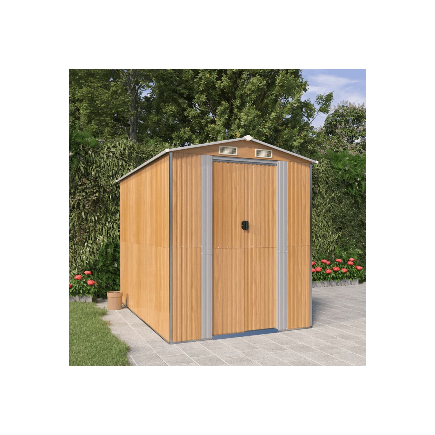VidaXL – Shed de jardin brun clair 192 x 27 x 27 x 29 po, acier galvanisé 223 cm