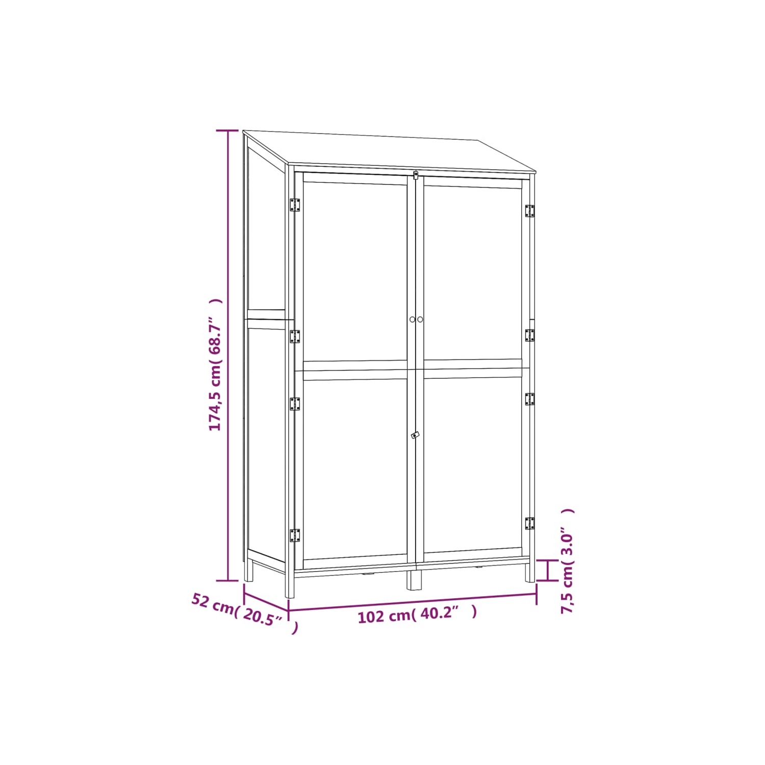 vidaXL Garden Shed White 102x52x174.5 cm Solid Wood Fir