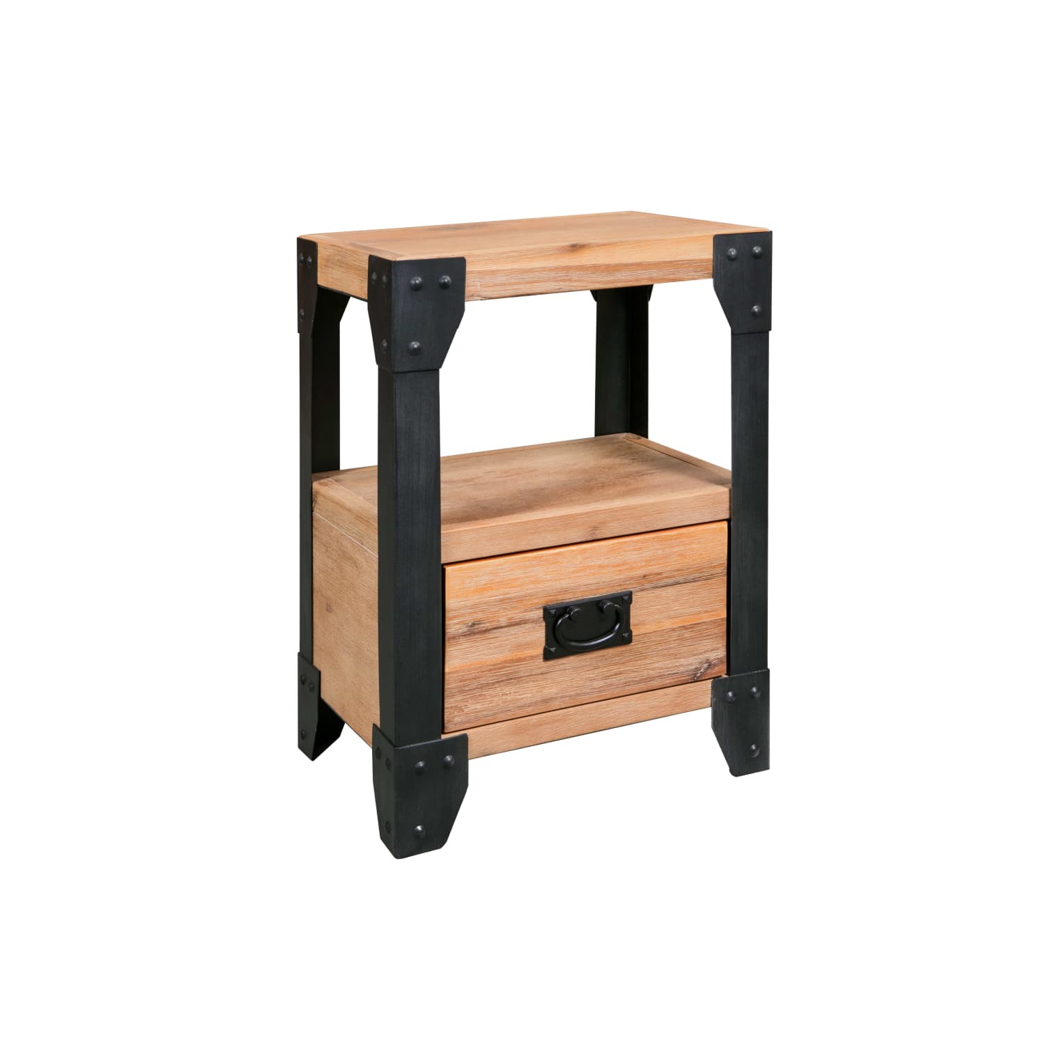 vidaXL Nightstands 2 pcs Solid Acacia Wood Steel 40x30x54 cm