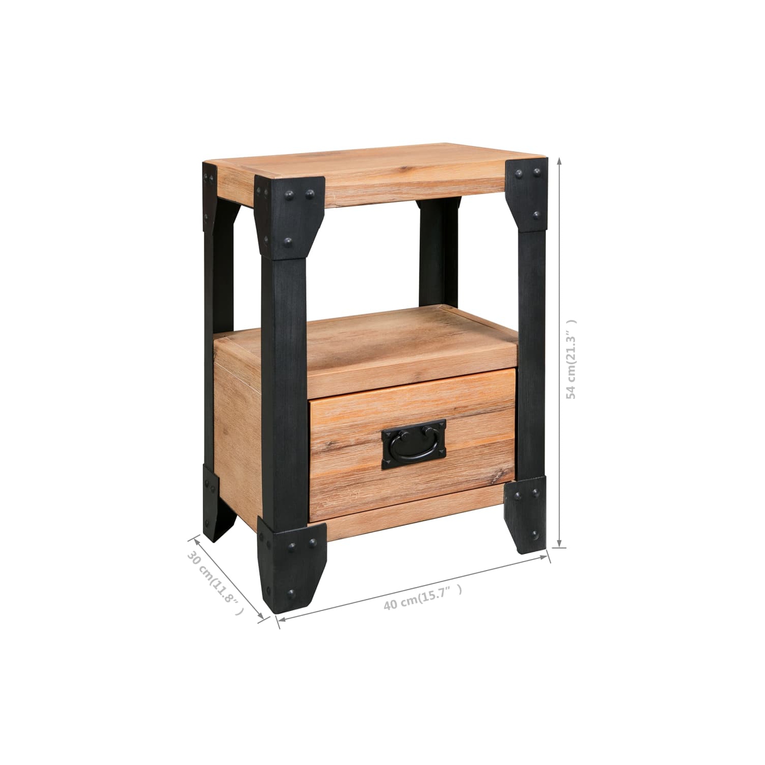 vidaXL Nightstands 2 pcs Solid Acacia Wood Steel 40x30x54 cm