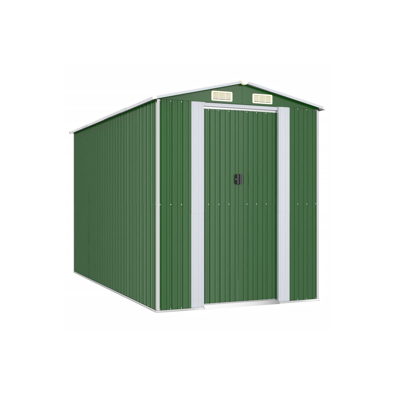 vidaXL Garden Shed Green 192x357x223 cm Galvanised Steel