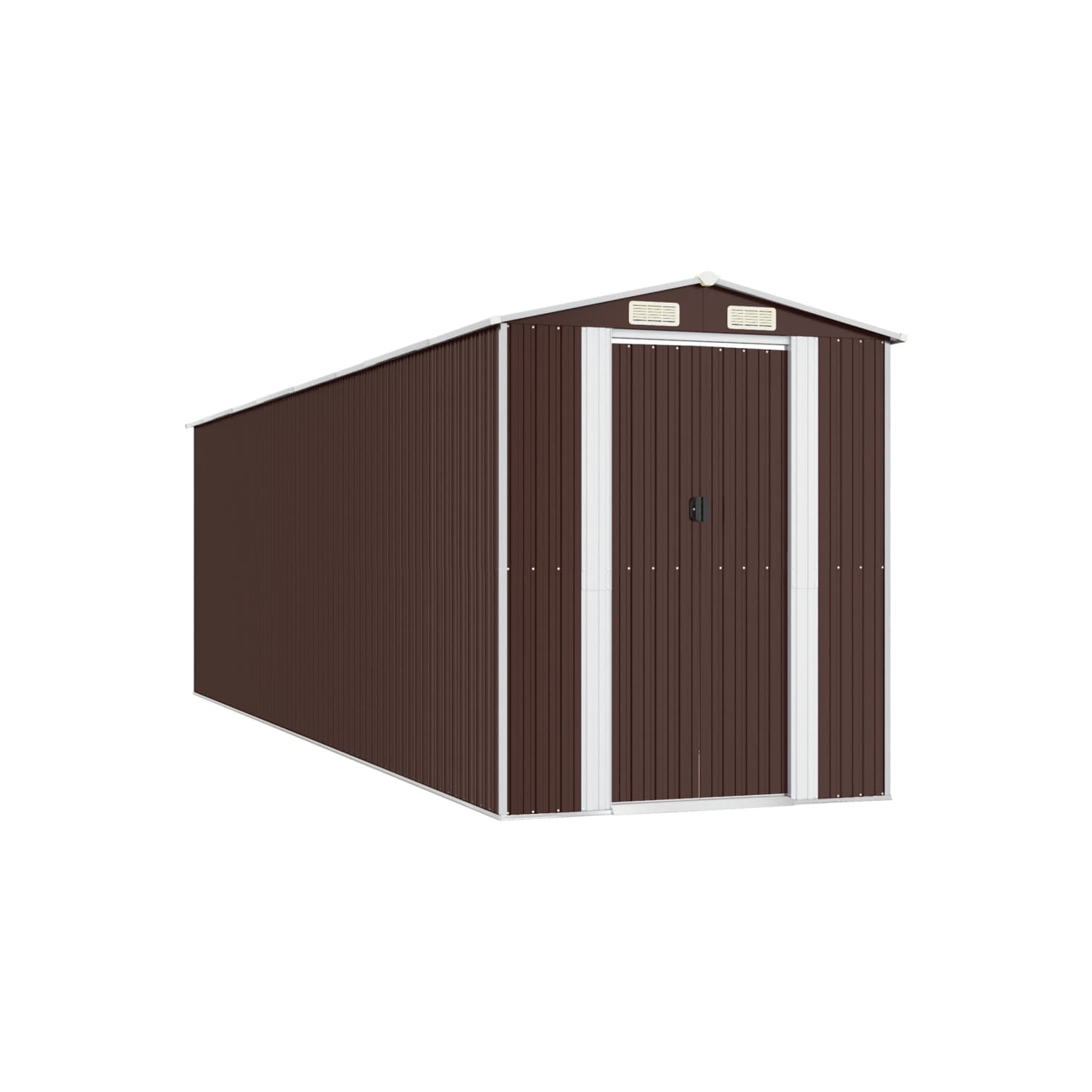vidaXL Garden Shed Dark Brown 192x689x223 cm Galvanised Steel