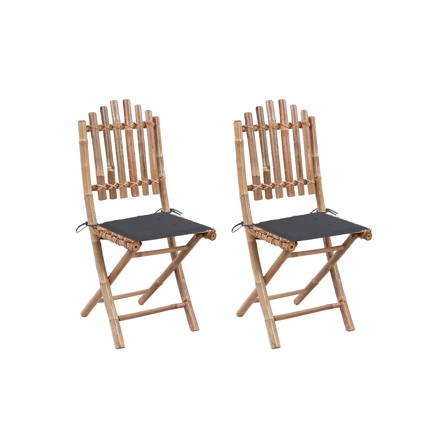 vidaXL Folding Garden Chairs 2 pcs with Cushions Bamboo