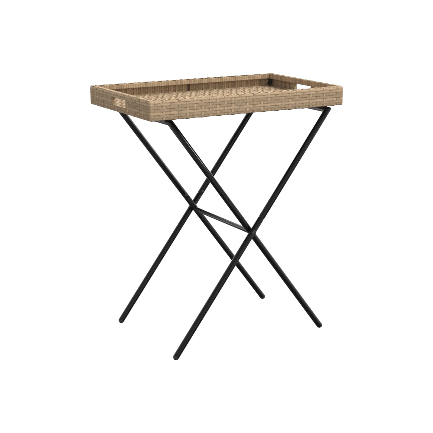 Table pliante à plateau vidaXL en poly rotin beige, 65 x 40 x 40 x 75&nbsp;cm