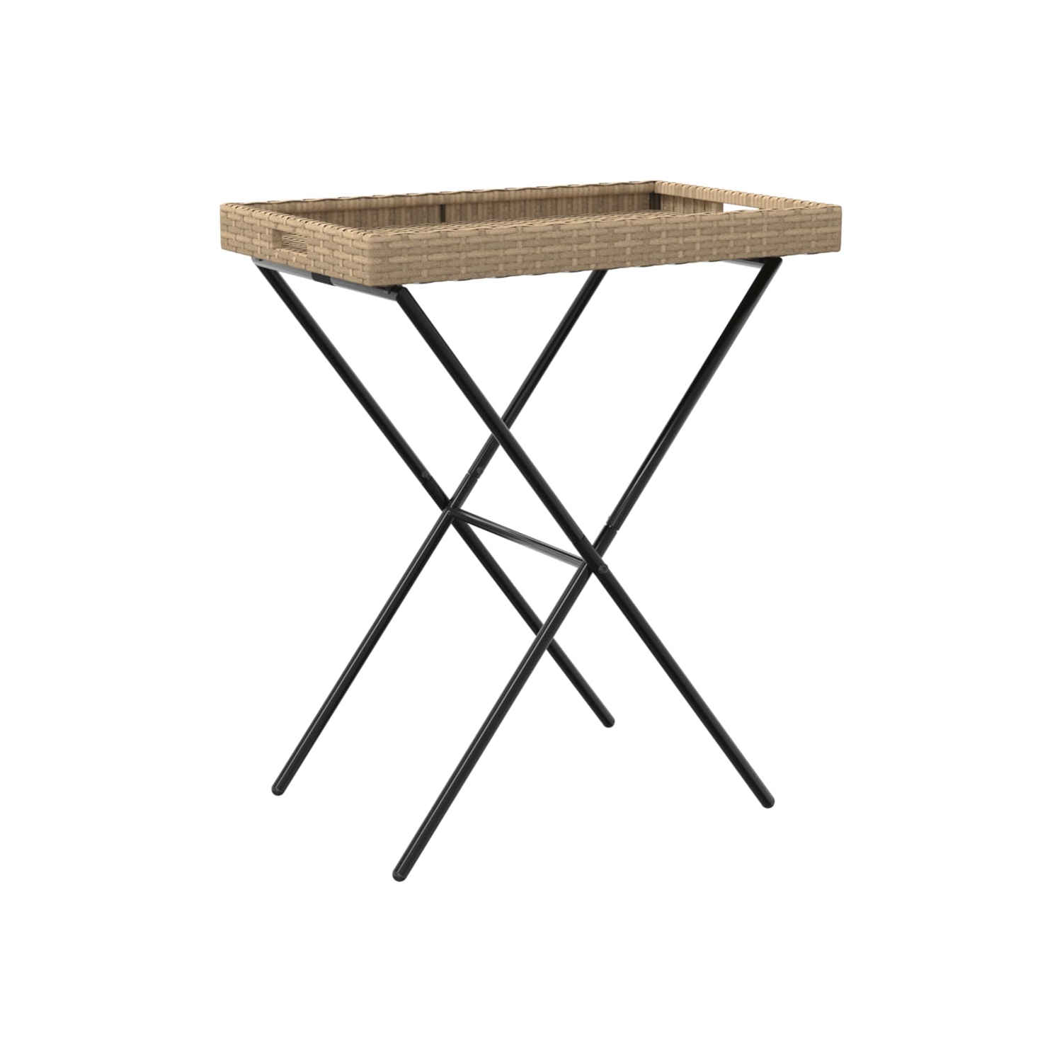 Table pliante à plateau vidaXL en poly rotin beige, 65 x 40 x 40 x 75&nbsp;cm