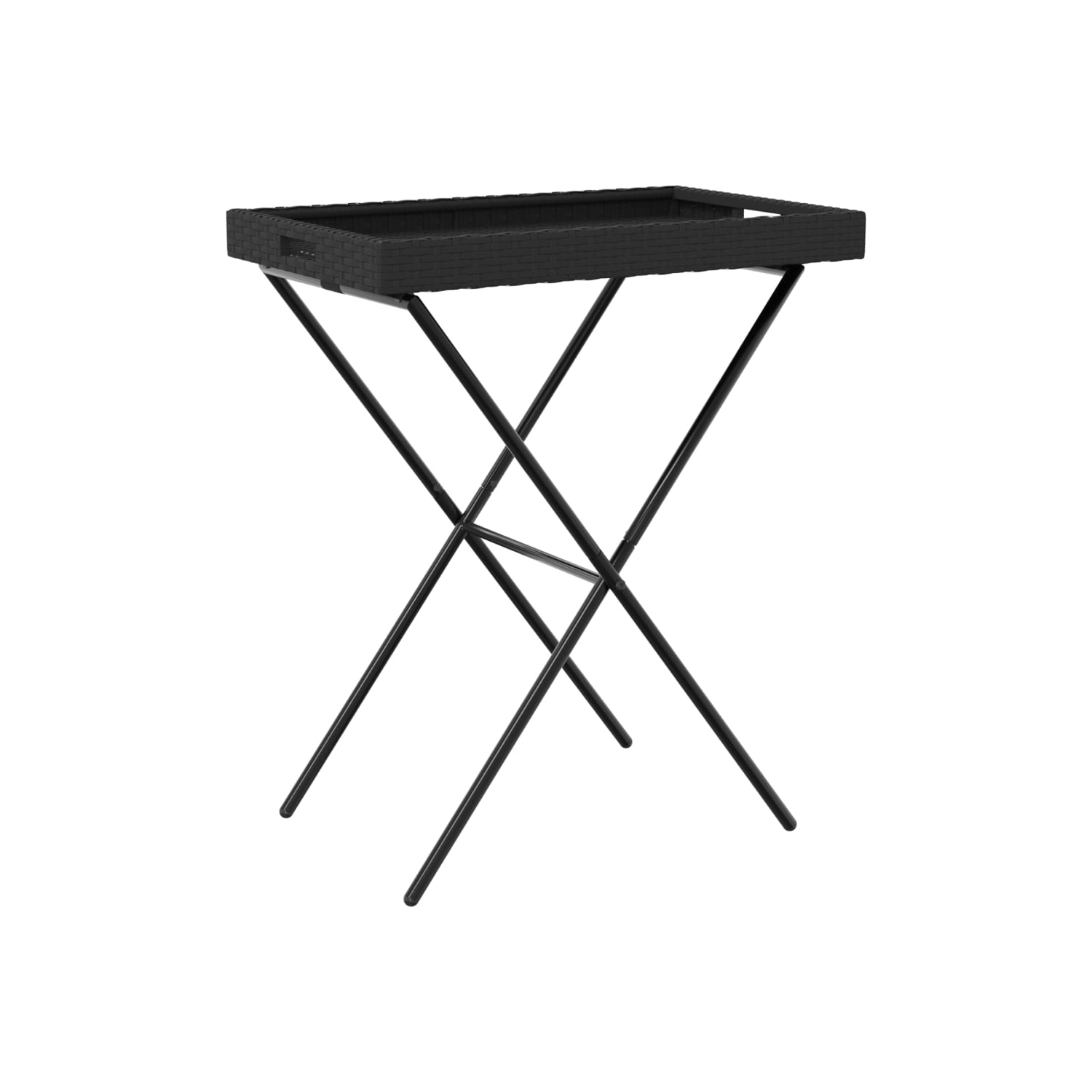 Table pliante à plateau vidaXL en poly rotin noir 65x40 x 75&nbsp;cm