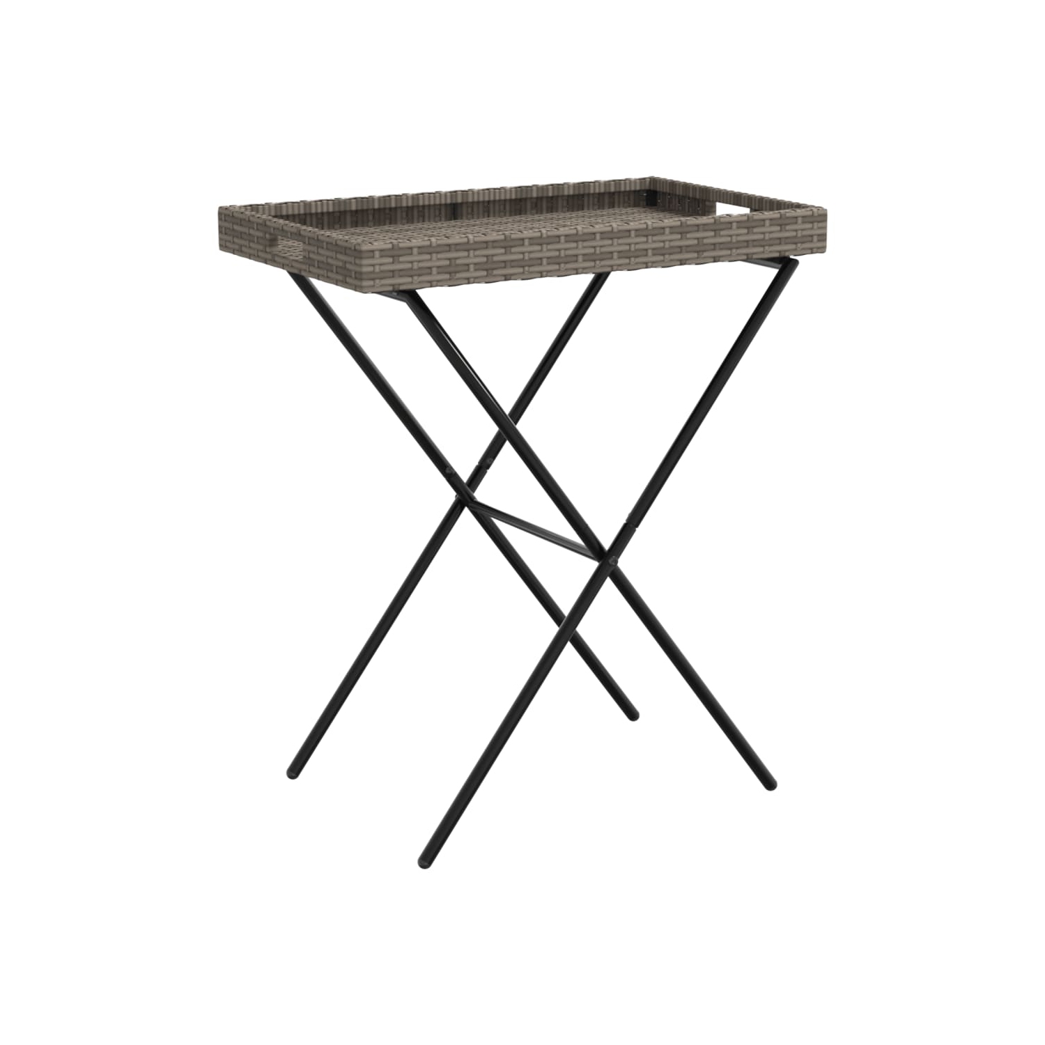 Table pliante vidaXL en poly rotin gris 65x40 x 75&nbsp;cm