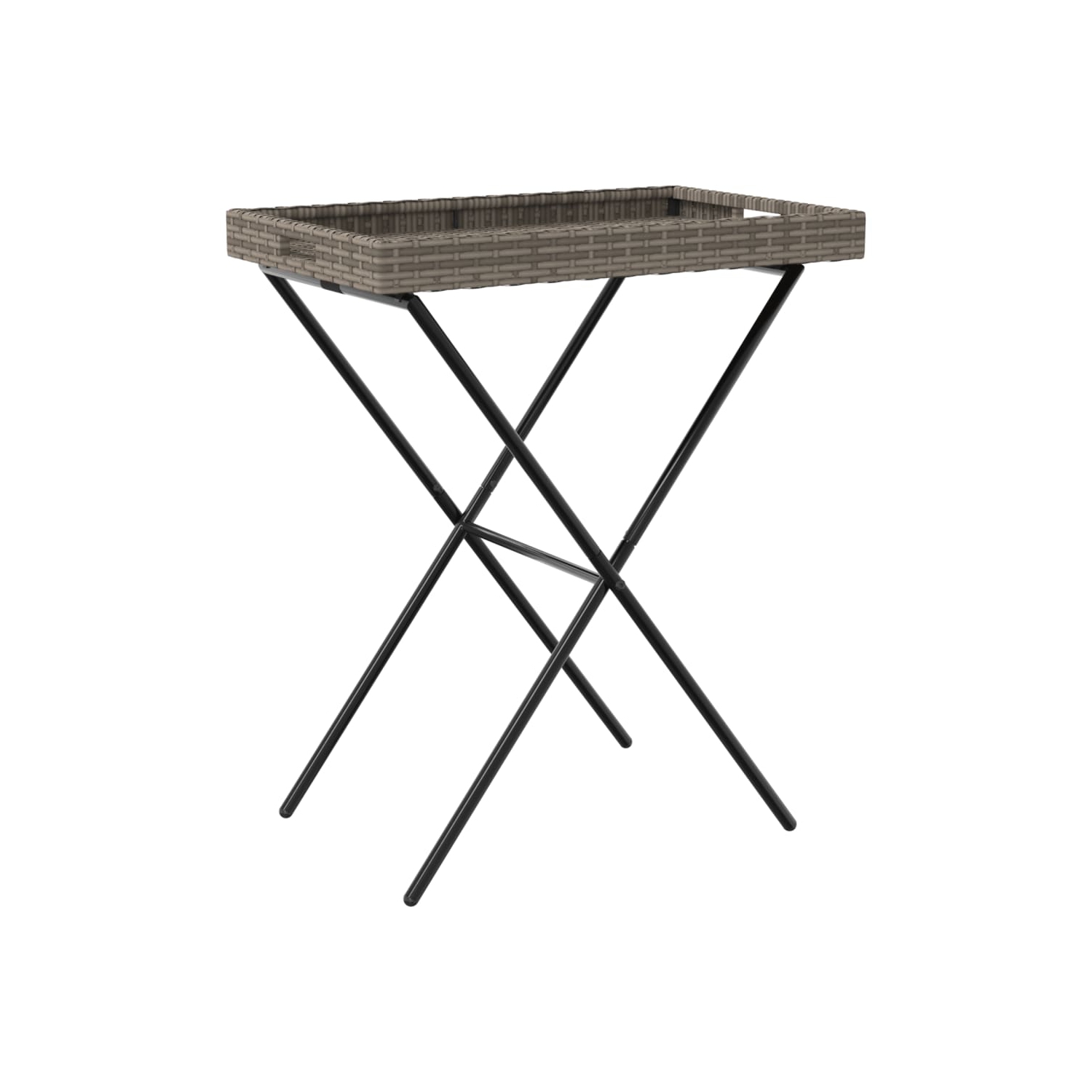 Table pliante vidaXL en poly rotin gris 65x40 x 75 cm