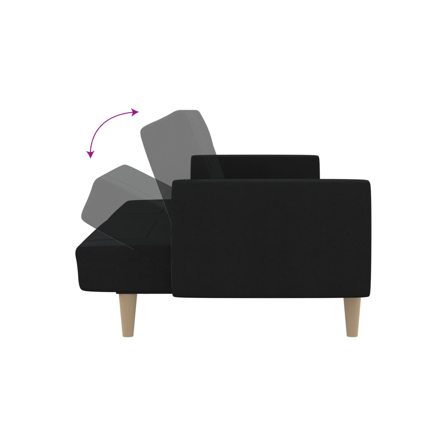 Sofa-lit à 2 places en tissu noir vidaXL