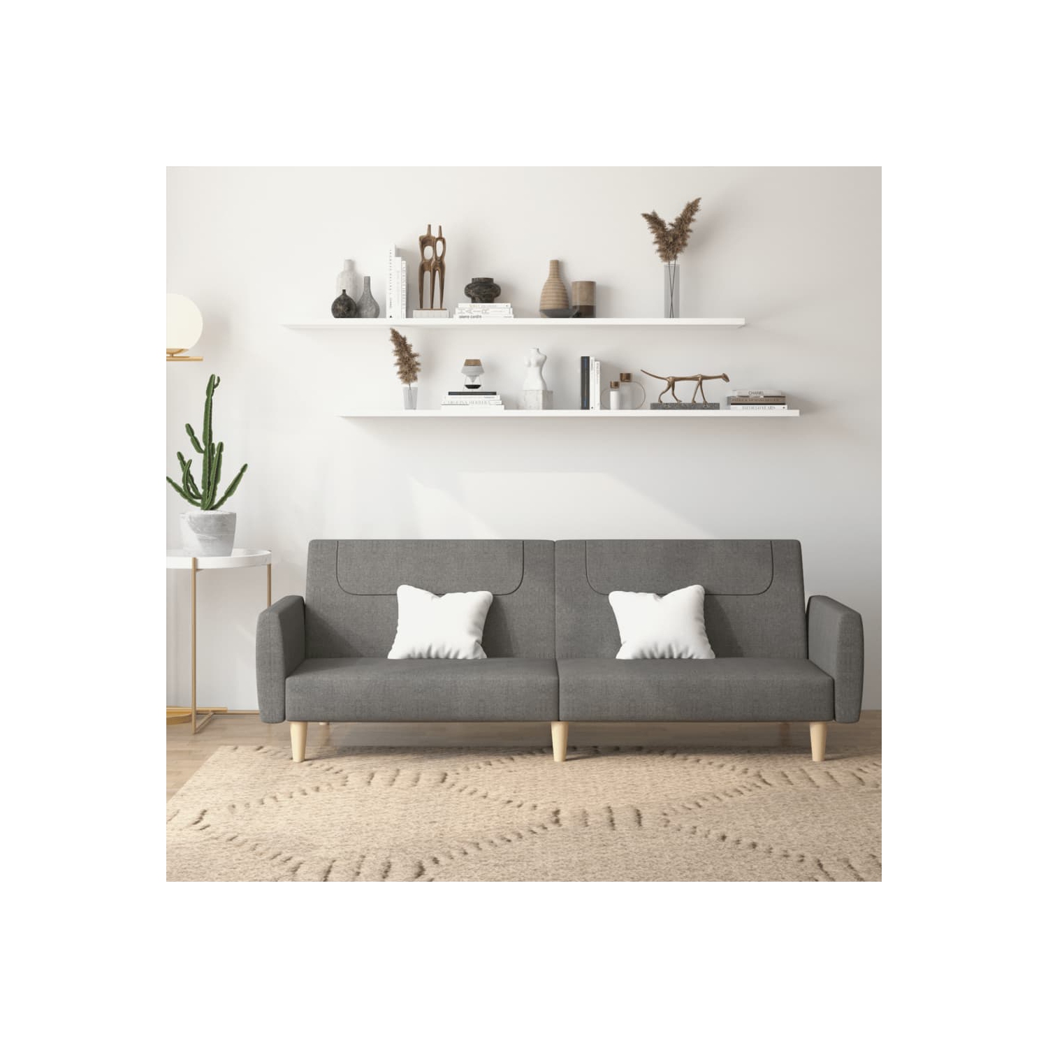 Sofa-lit à 2 places en tissu gris foncé vidaXL