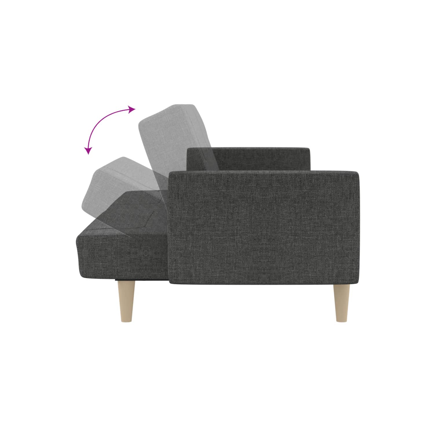 Sofa-lit à 2 places en tissu gris foncé vidaXL