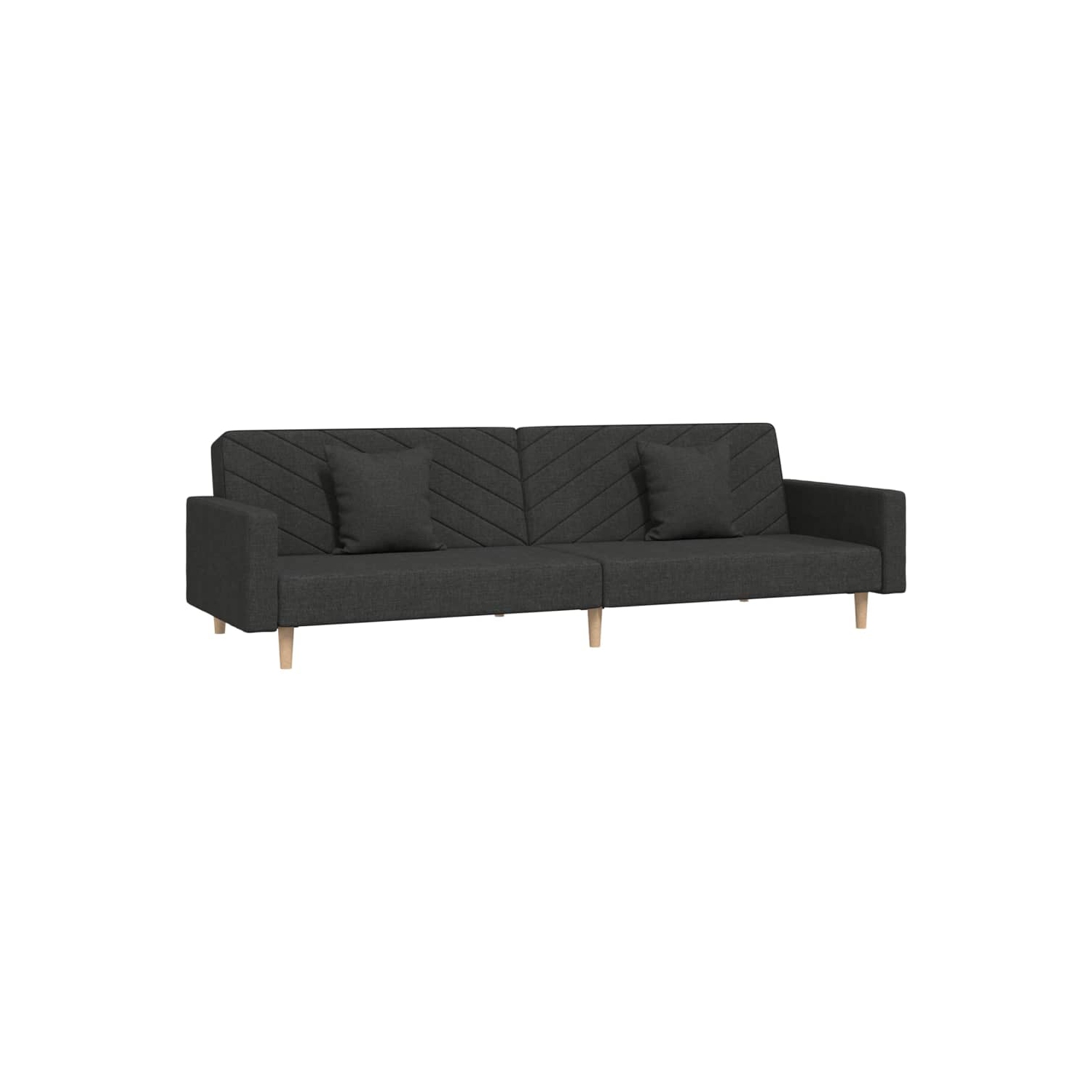 vidaXL 2-Seater Sofa Bed with Two Pillows Black Fabric