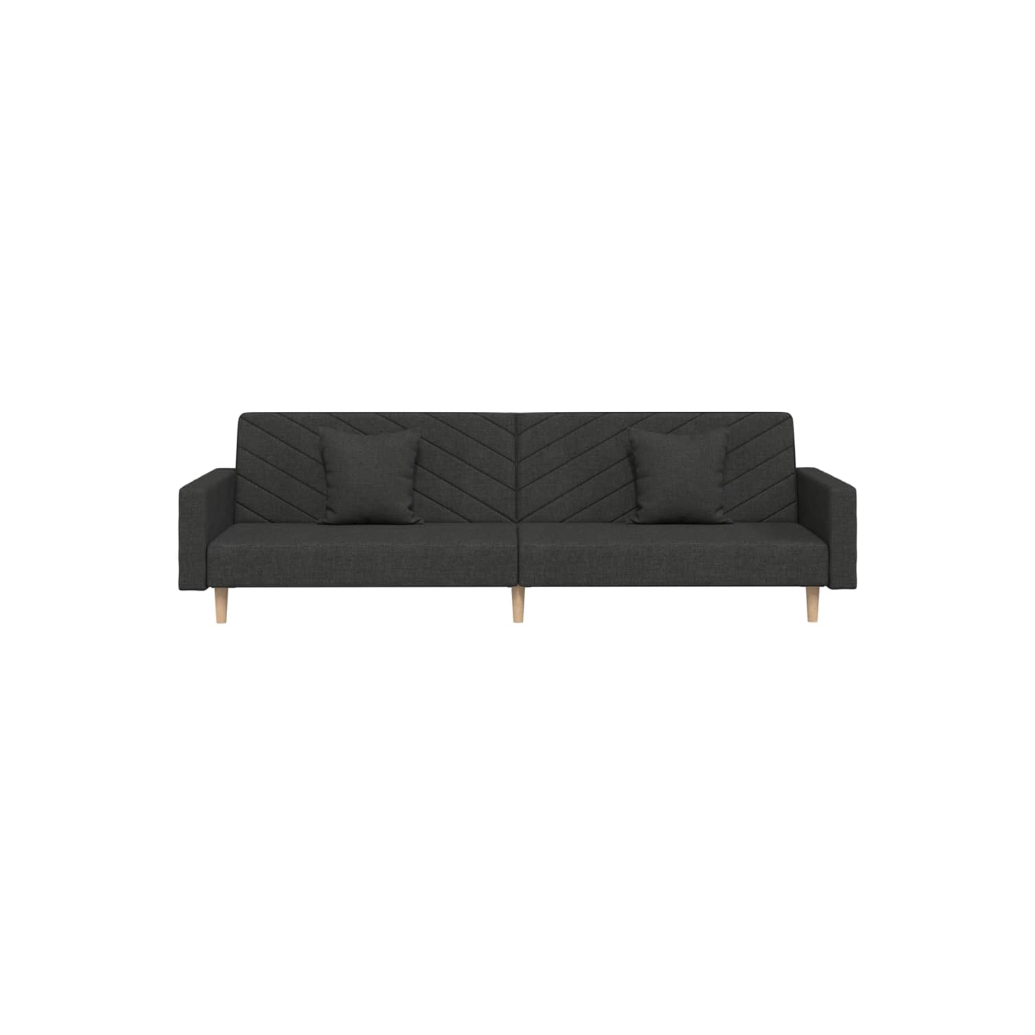 vidaXL 2-Seater Sofa Bed with Two Pillows Black Fabric