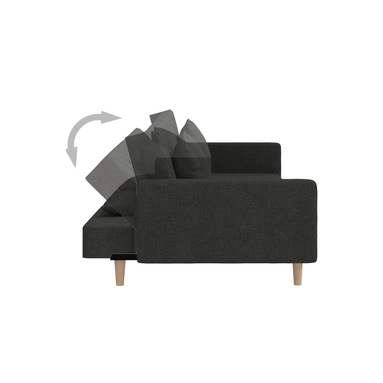 vidaXL 2-Seater Sofa Bed with Two Pillows Black Fabric