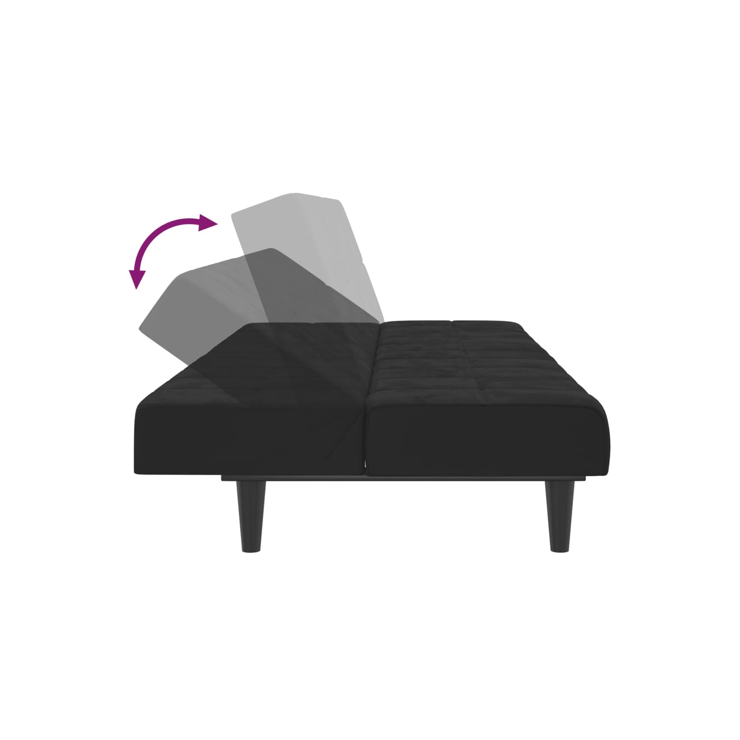 Sofa-lit à 2 places en velours noir vidaXL