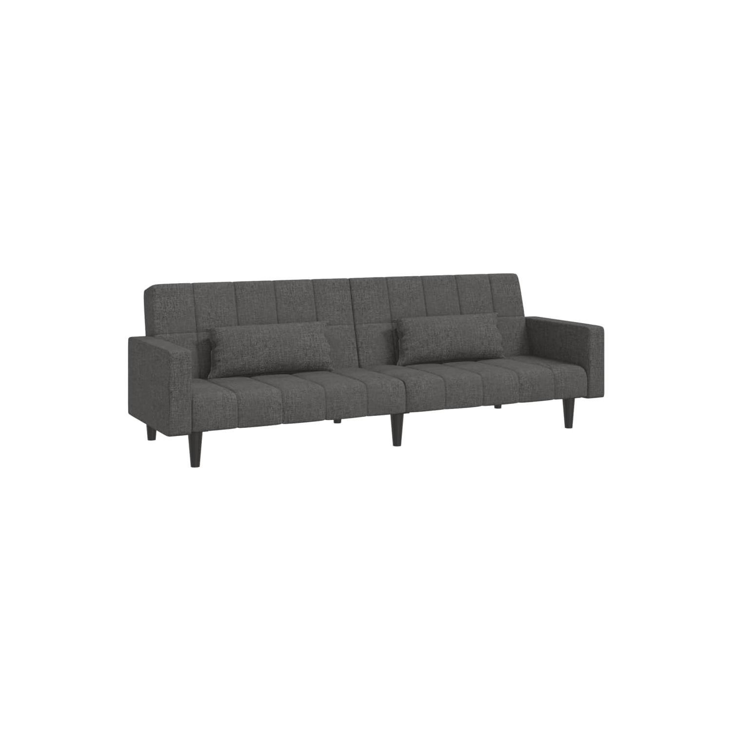 vidaXL 2-Seater Sofa Bed with Two Pillows Dark Grey Fabric