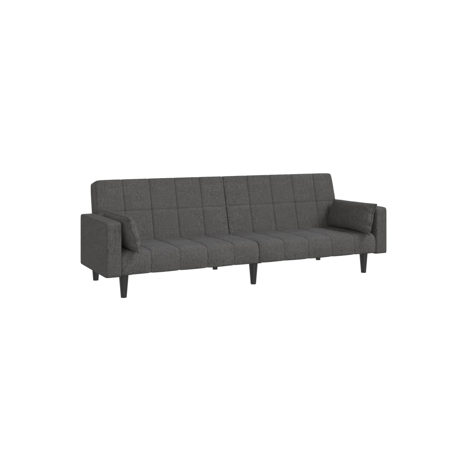vidaXL 2-Seater Sofa Bed with Two Pillows Dark Grey Fabric