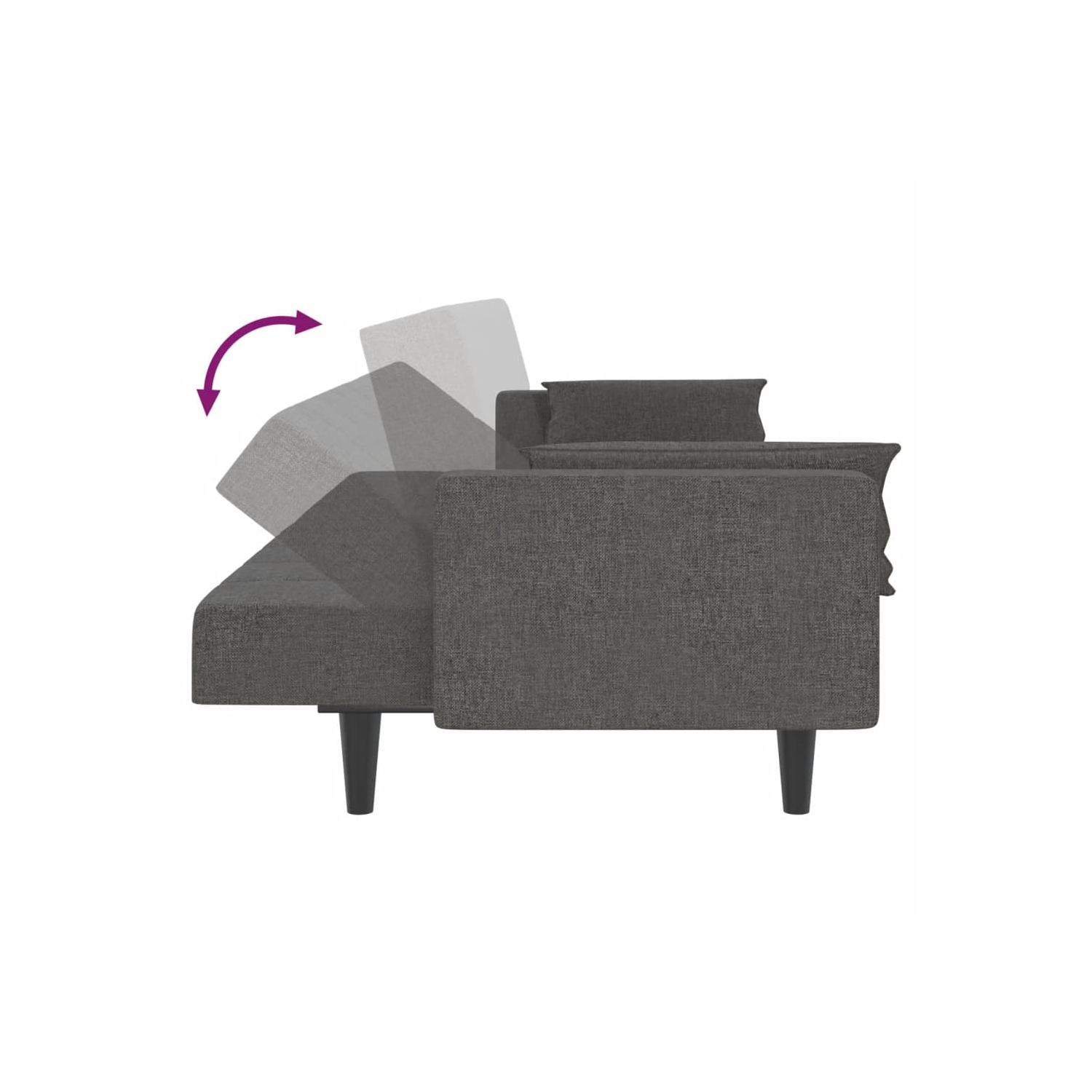 vidaXL 2-Seater Sofa Bed with Two Pillows Dark Grey Fabric