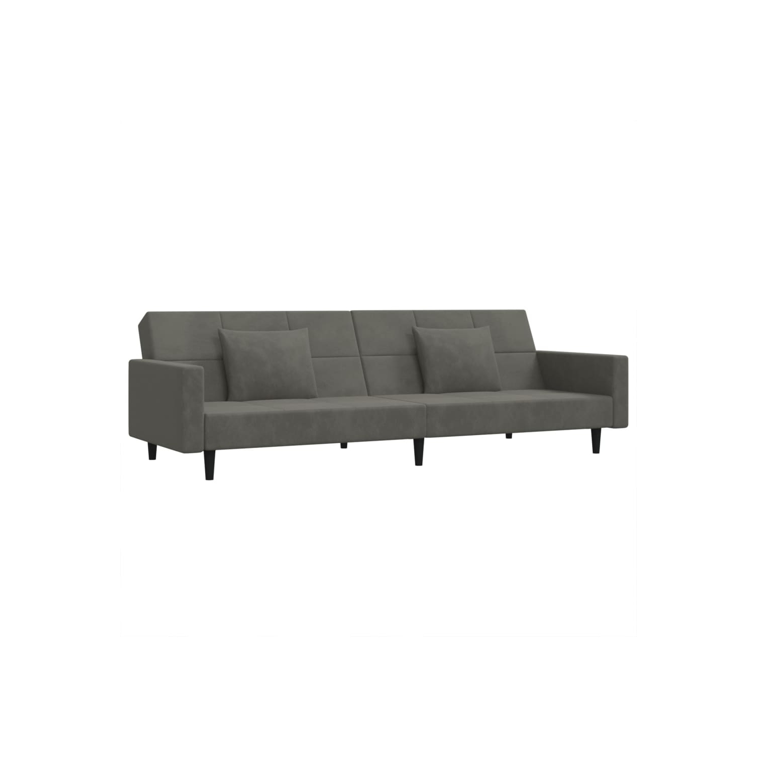Sofa-lit à 2 places avec deux oreillers en velours gris foncé vidaXL