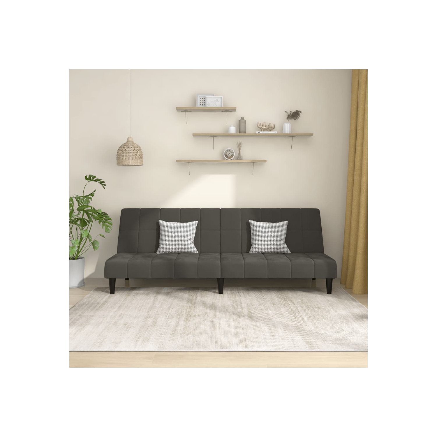 Sofa-lit à 2 places en velours gris foncé vidaXL