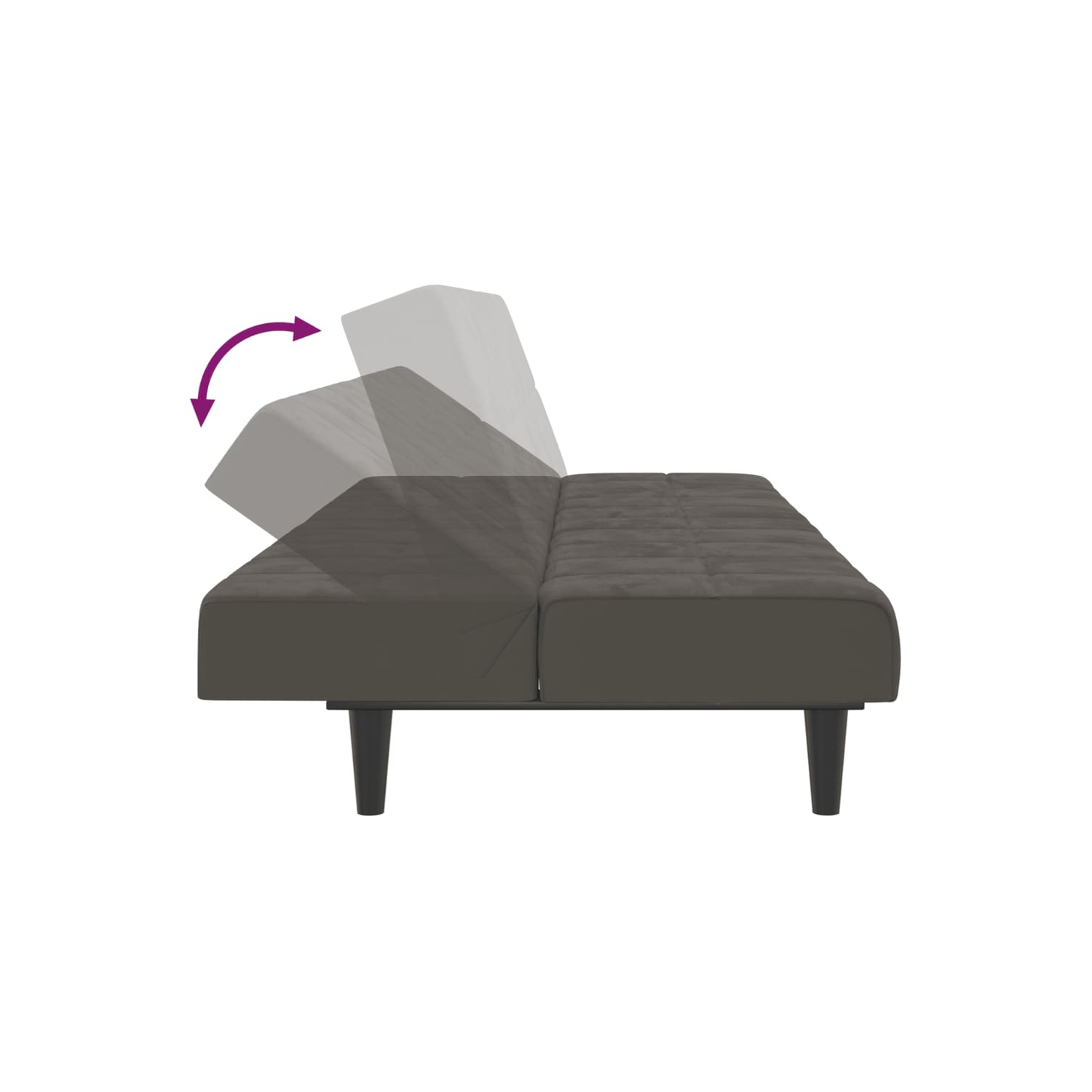 Sofa-lit à 2 places en velours gris foncé vidaXL