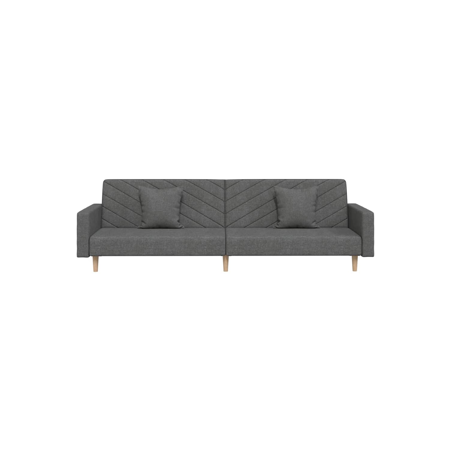 vidaXL 2-Seater Sofa Bed with Two Pillows Dark Grey Fabric