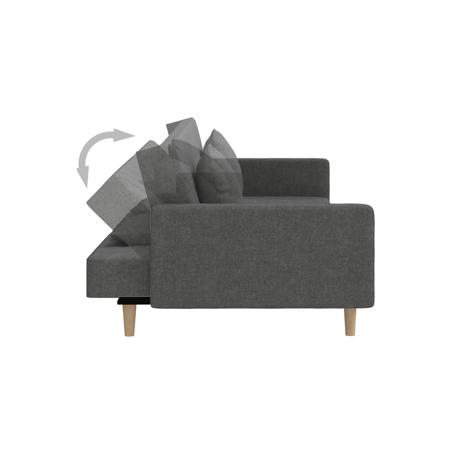 vidaXL 2-Seater Sofa Bed with Two Pillows Dark Grey Fabric