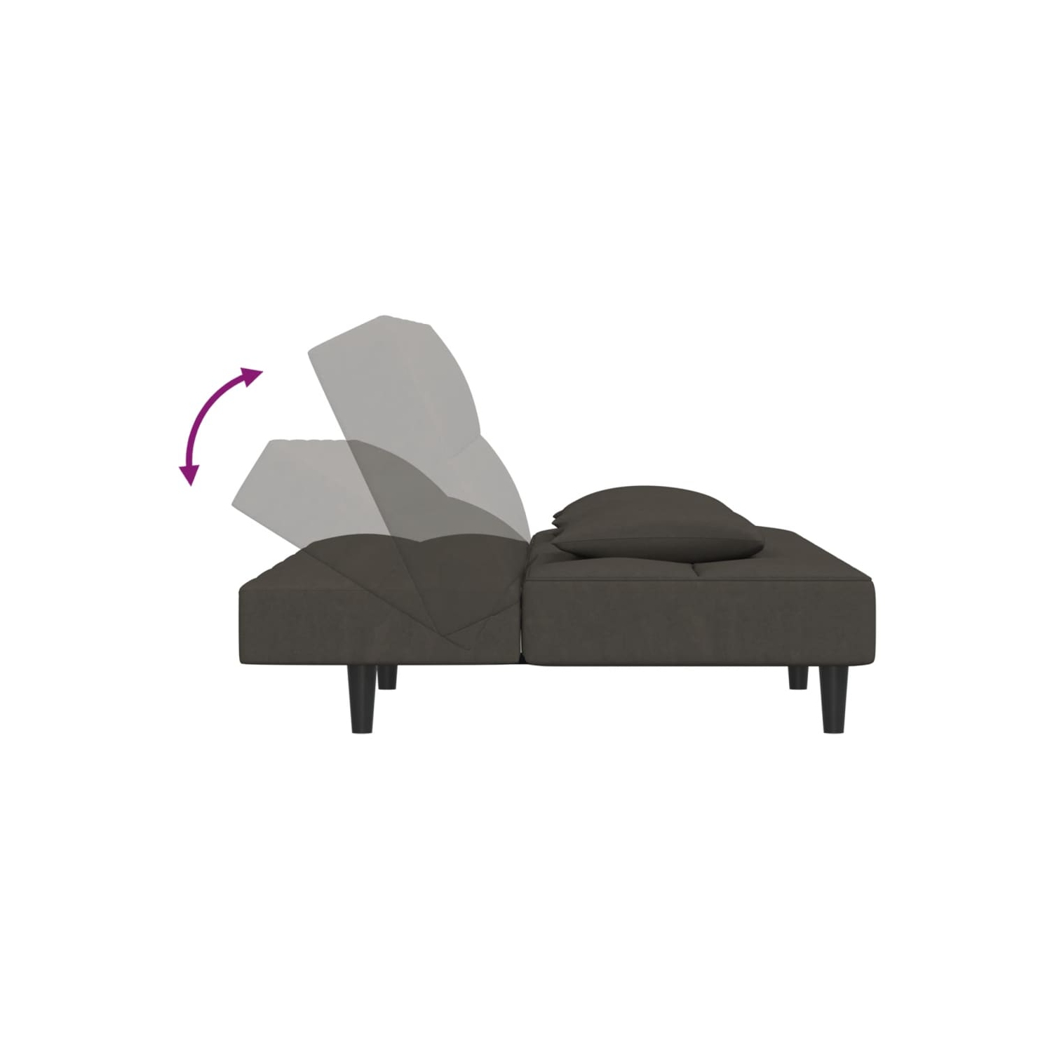 Sofa-lit à 2 places avec deux oreillers en velours gris foncé vidaXL