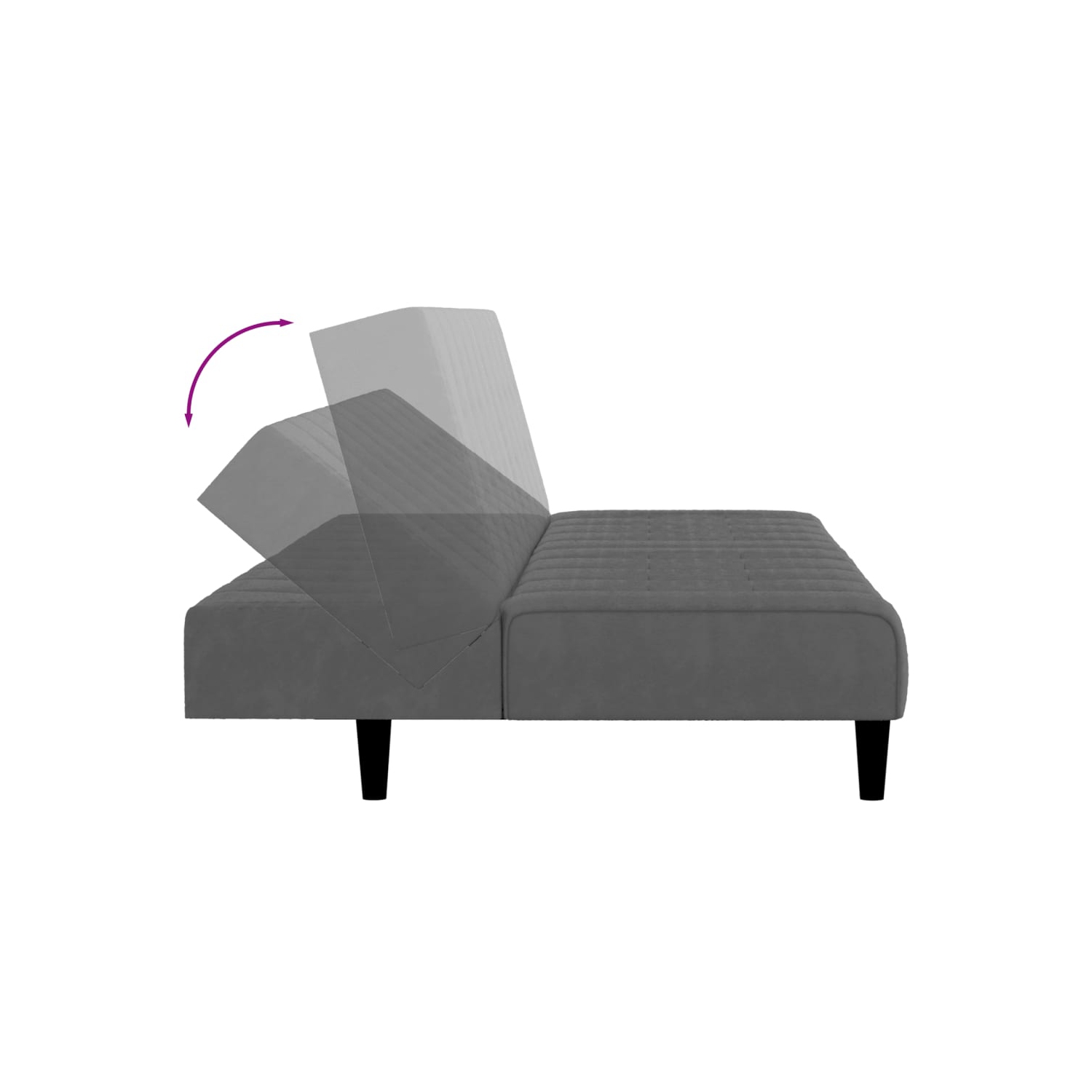 Sofa-lit à 2 places en velours gris foncé vidaXL