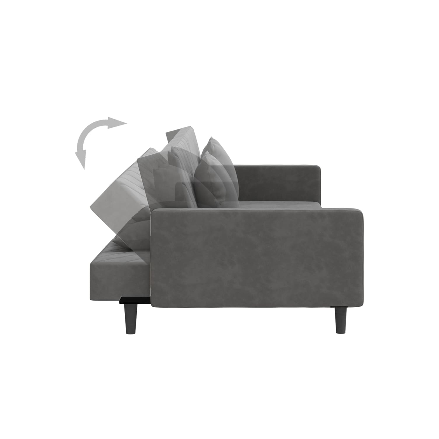 Sofa-lit à 2 places avec deux oreillers en velours gris foncé vidaXL