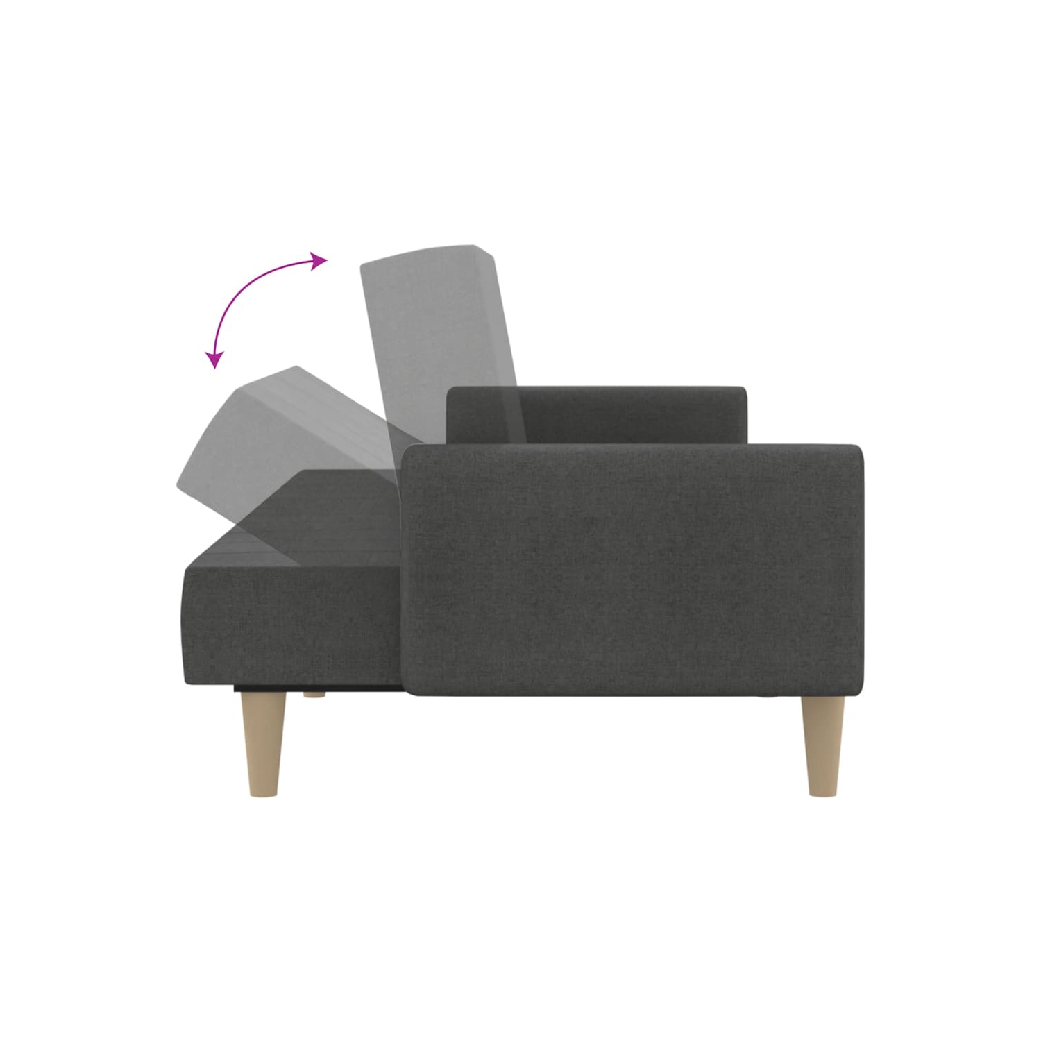 Sofa-lit à 2 places en tissu gris foncé vidaXL