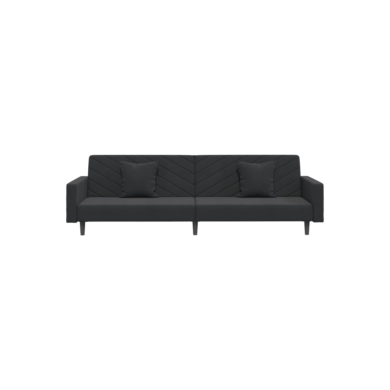 Sofa-lit à 2 places avec deux oreillers en velours noir vidaXL