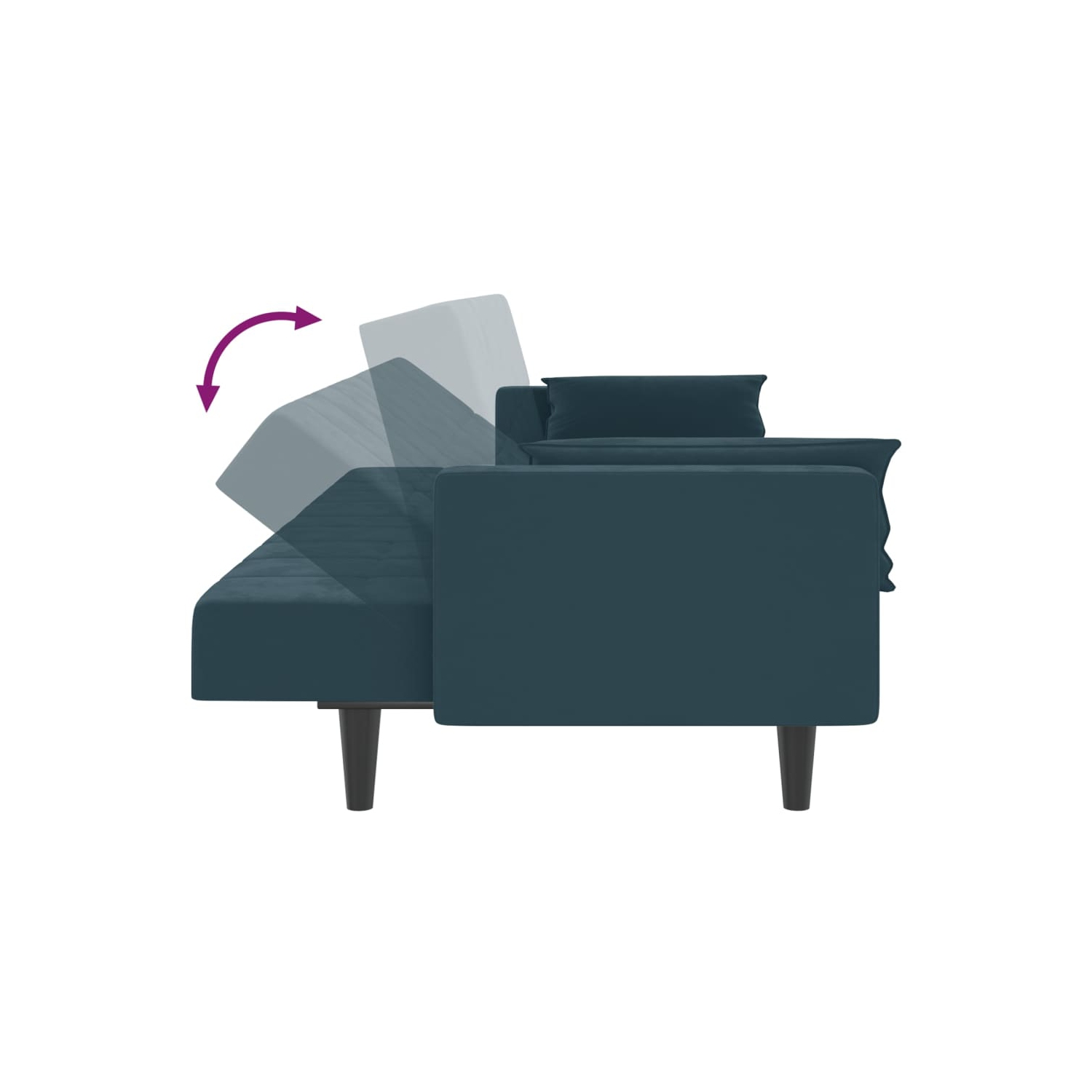 Sofa-lit à 2 places avec deux oreillers en velours bleu vidaXL