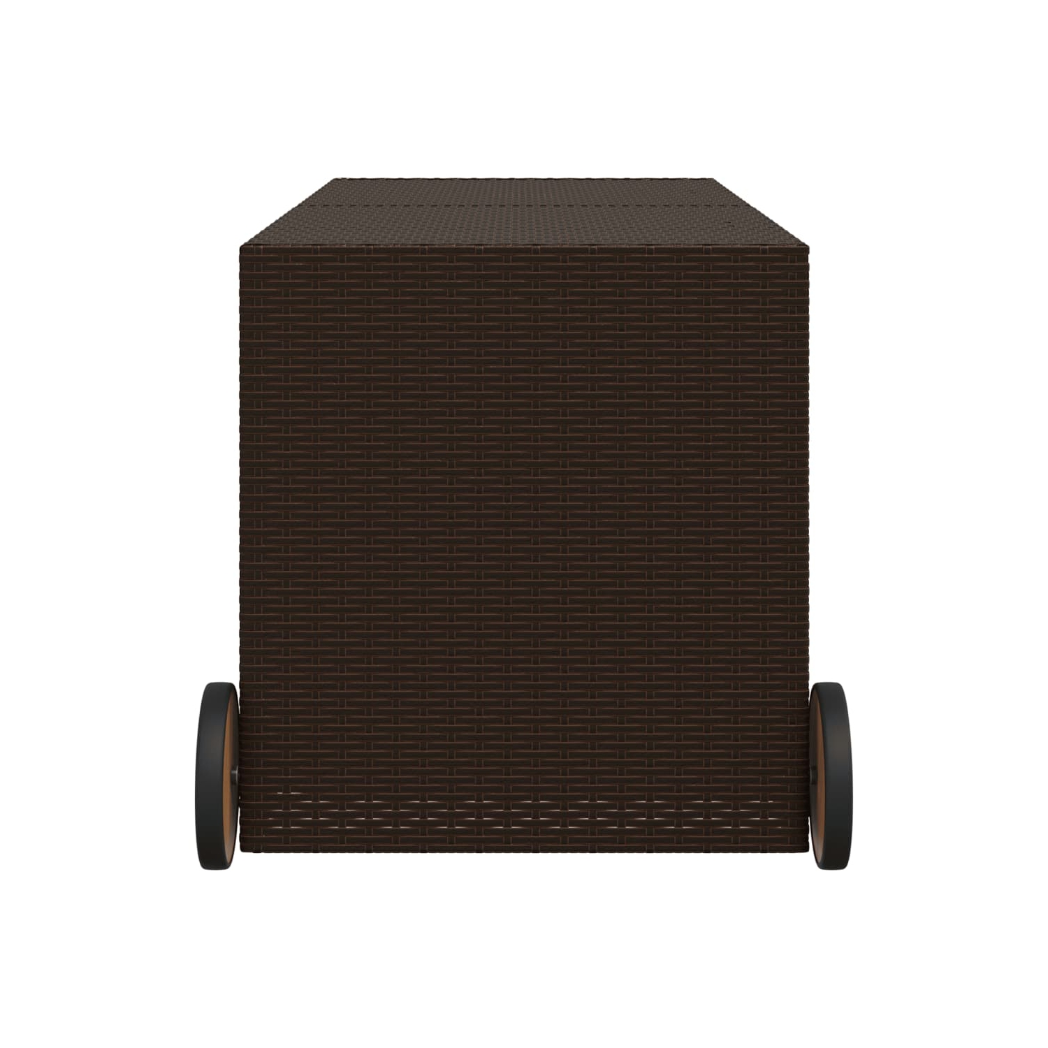vidaXL Garden Storage Box with Wheels Brown 283L Poly Rattan