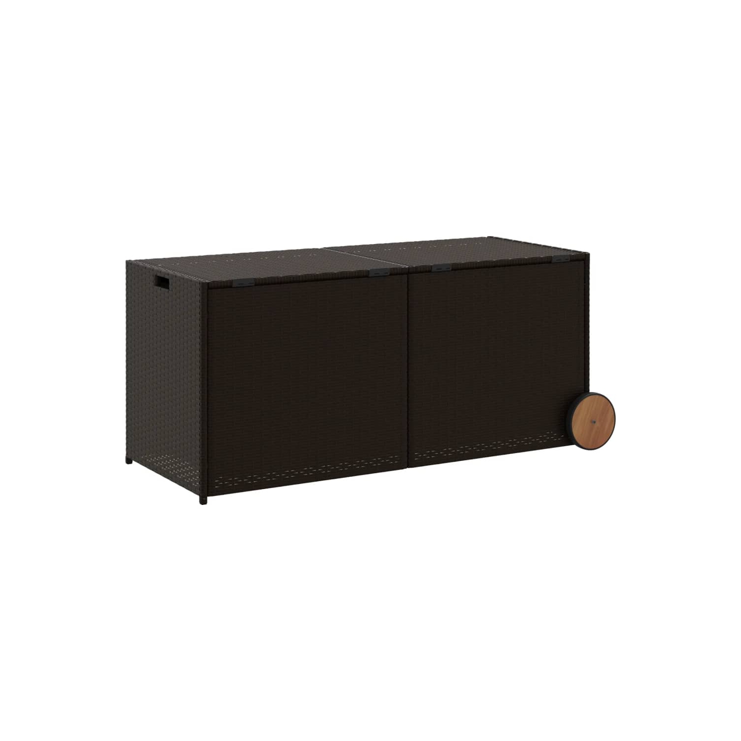 vidaXL Garden Storage Box with Wheels Brown 283L Poly Rattan