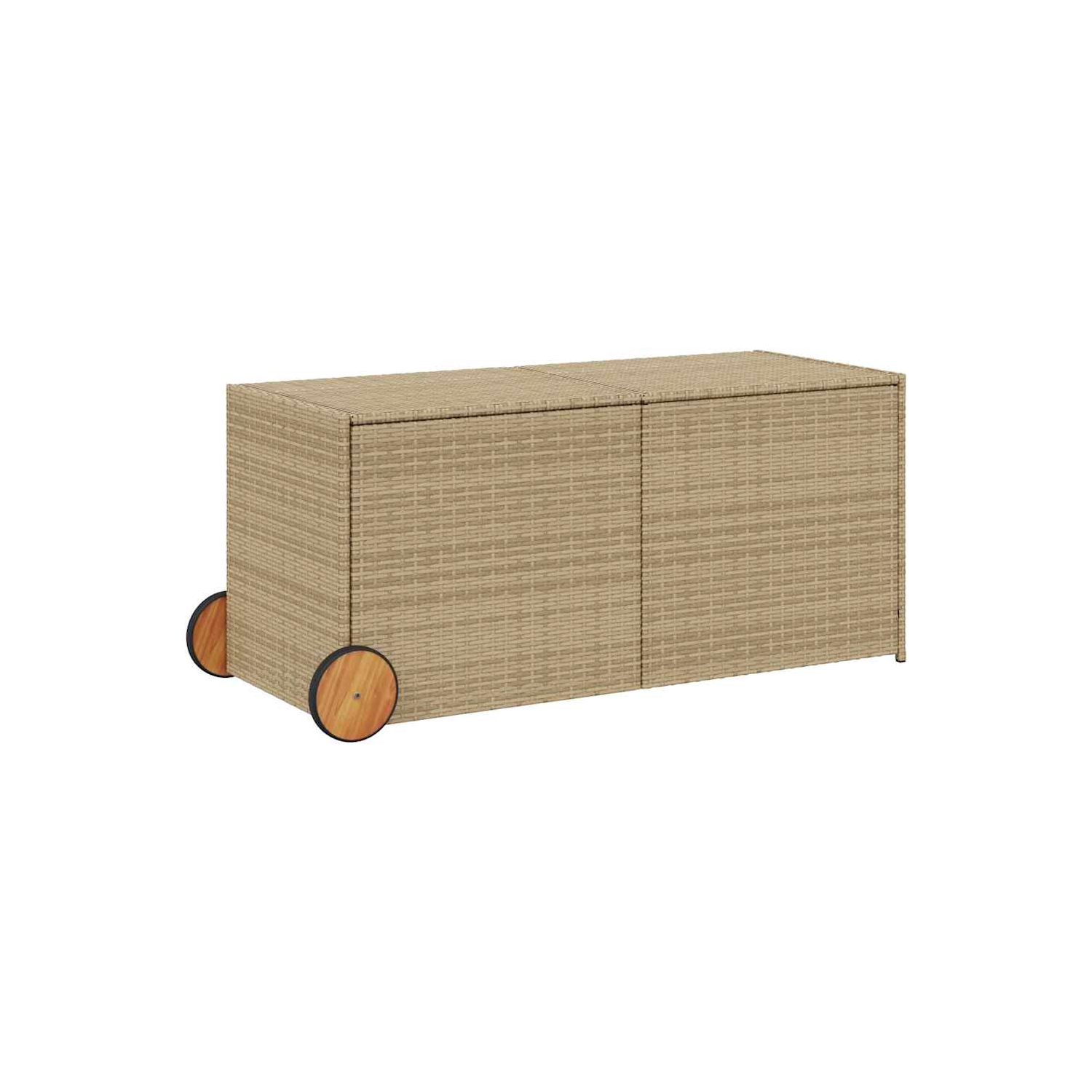vidaXL Garden Storage Box with Wheels Mix Beige 283L Poly Rattan
