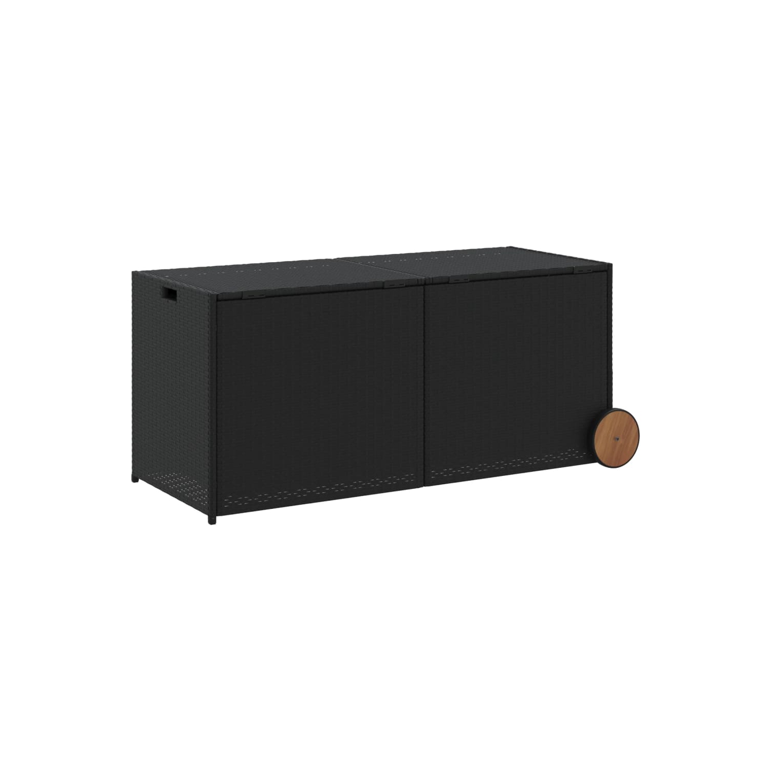 vidaXL Garden Storage Box with Wheels Black 283L Poly Rattan