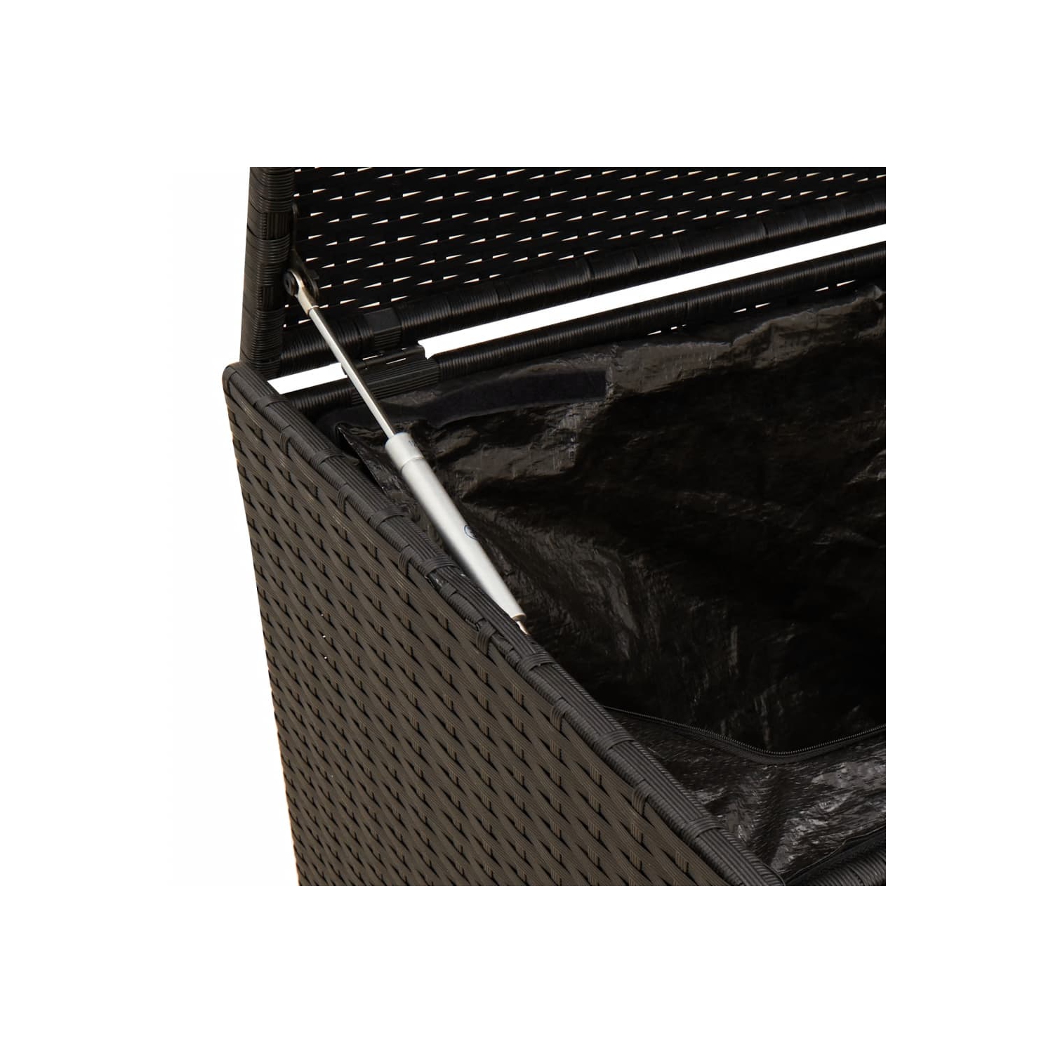 vidaXL Garden Storage Box with Wheels Black 283L Poly Rattan