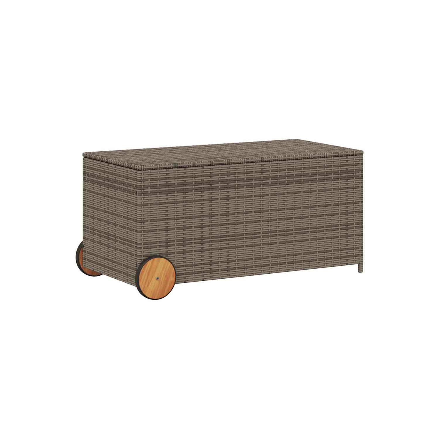 vidaXL Garden Storage Box with Wheels Grey 190L Poly Rattan