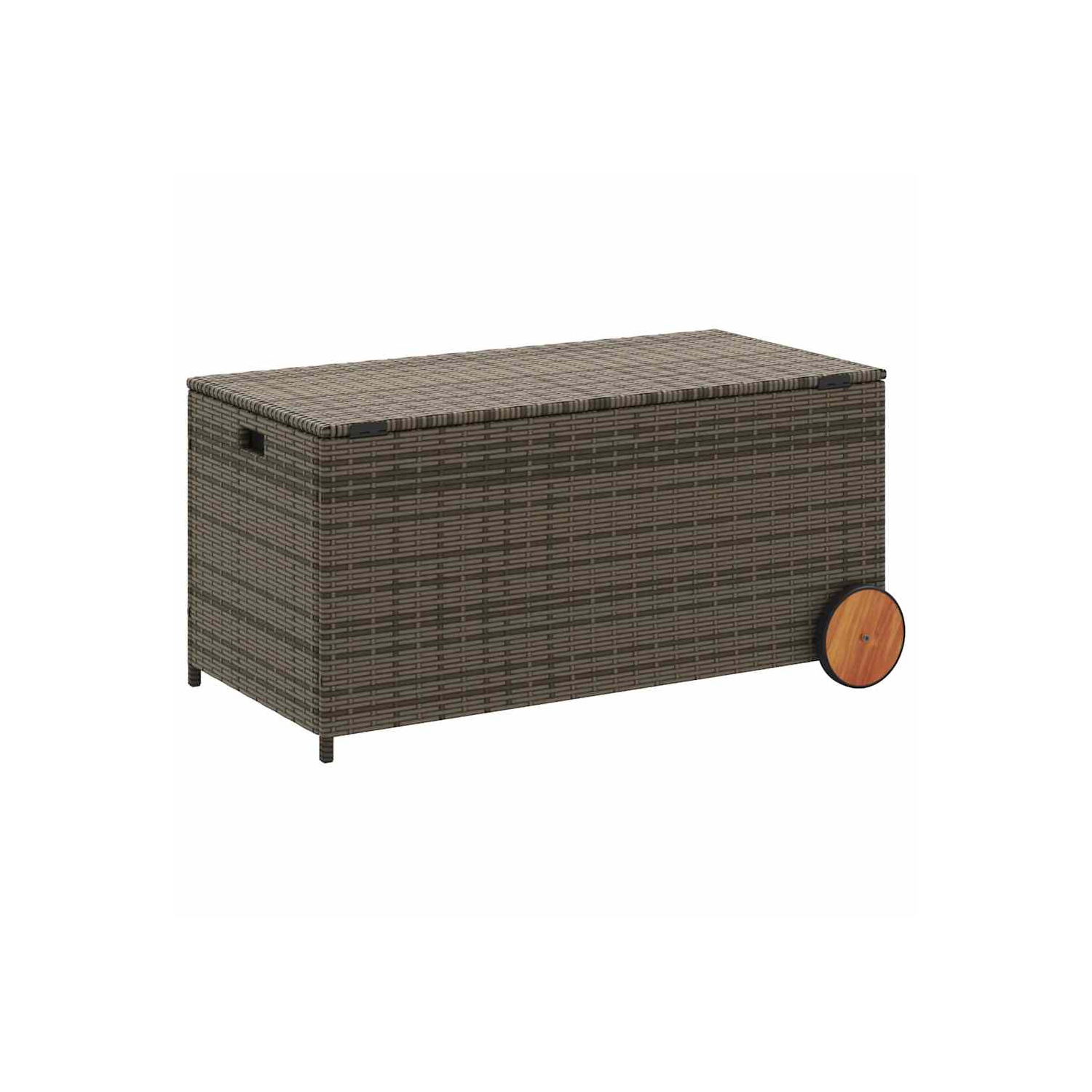vidaXL Garden Storage Box with Wheels Grey 190L Poly Rattan