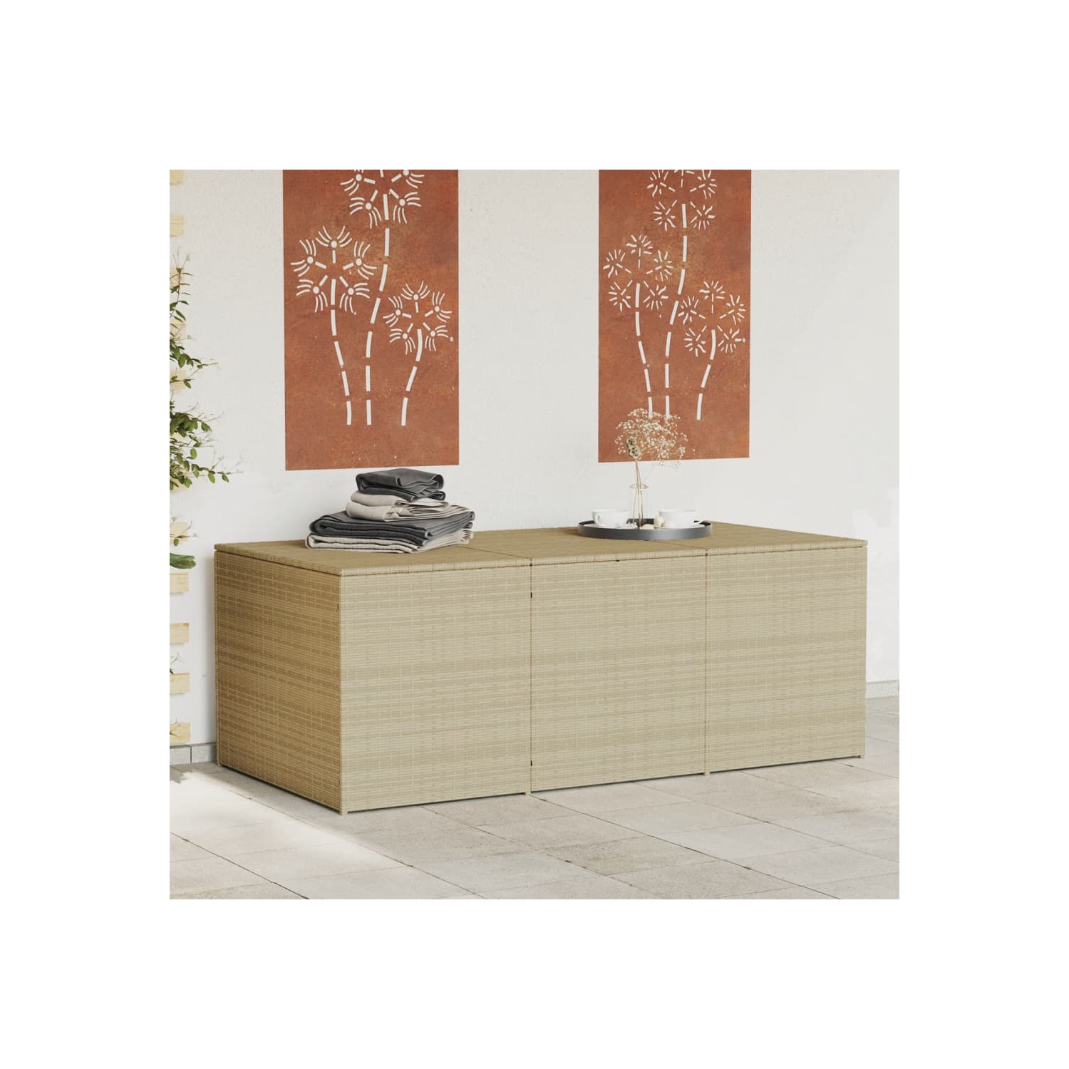 vidaXL Garden Storage Box Mix Beige 984L Poly Rattan