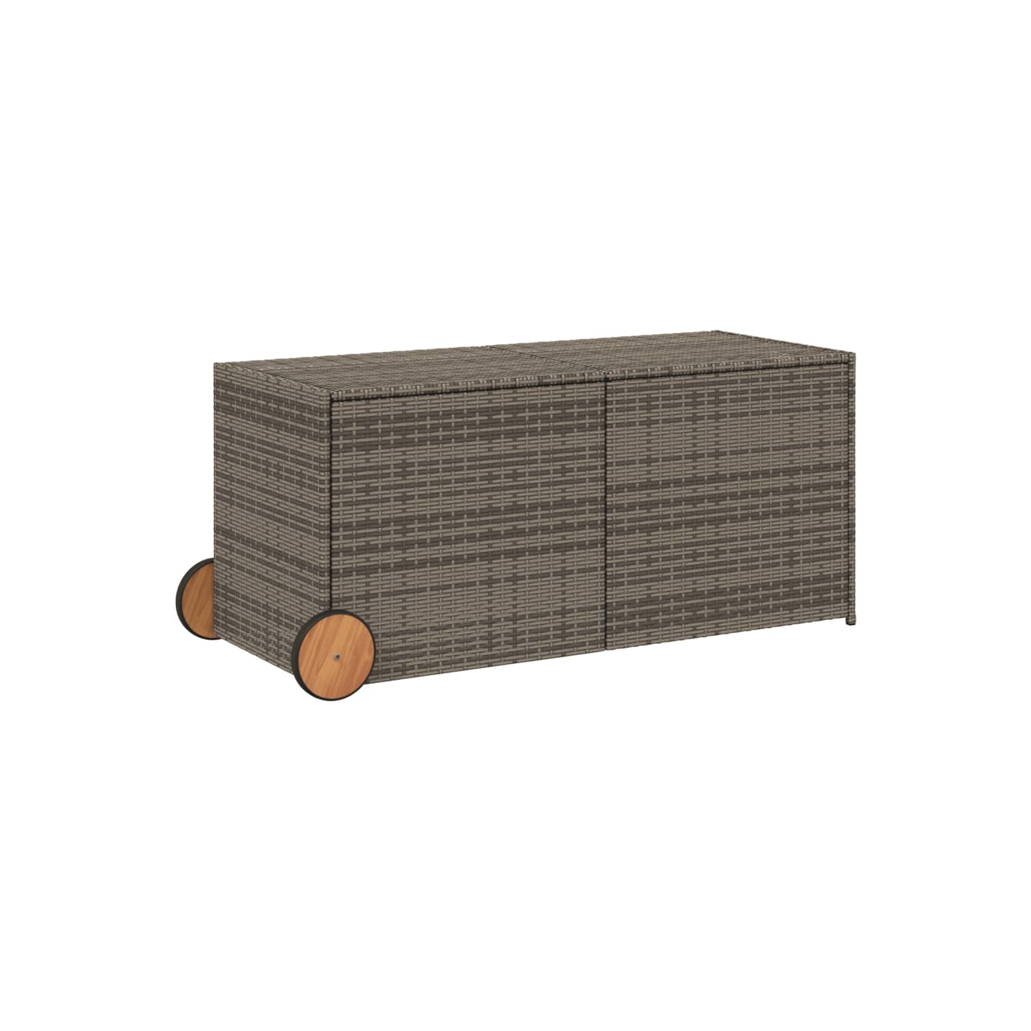 vidaXL Garden Storage Box with Wheels Grey 283L Poly Rattan