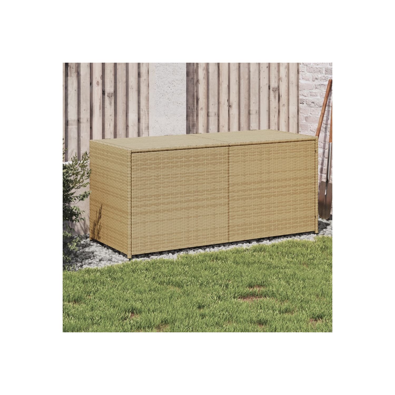 vidaXL Garden Storage Box Mix Beige 283L Poly Rattan