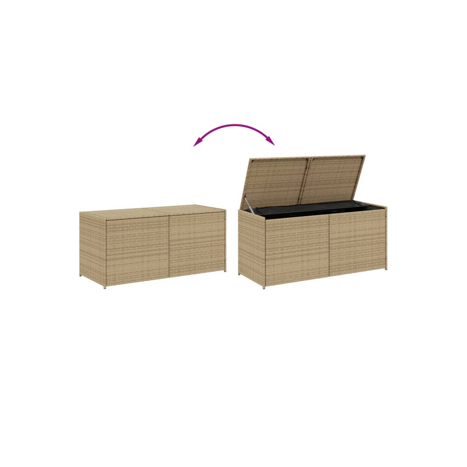 vidaXL Garden Storage Box Mix Beige 283L Poly Rattan