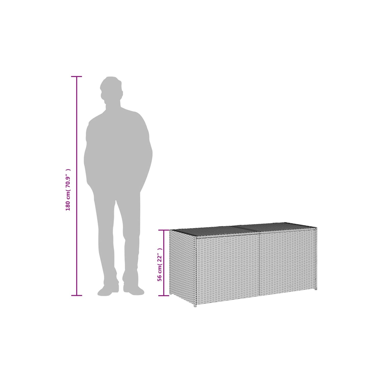 vidaXL Garden Storage Box Mix Beige 283L Poly Rattan