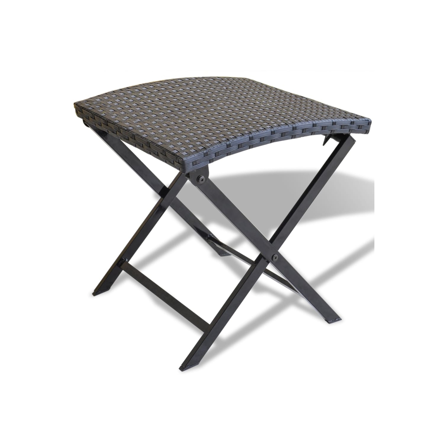 vidaXL Folding Stool Poly Rattan Black